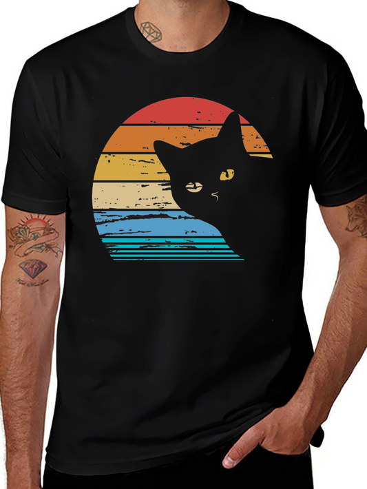 Camiseta Gato Sunset Retro - Estilo Vintage