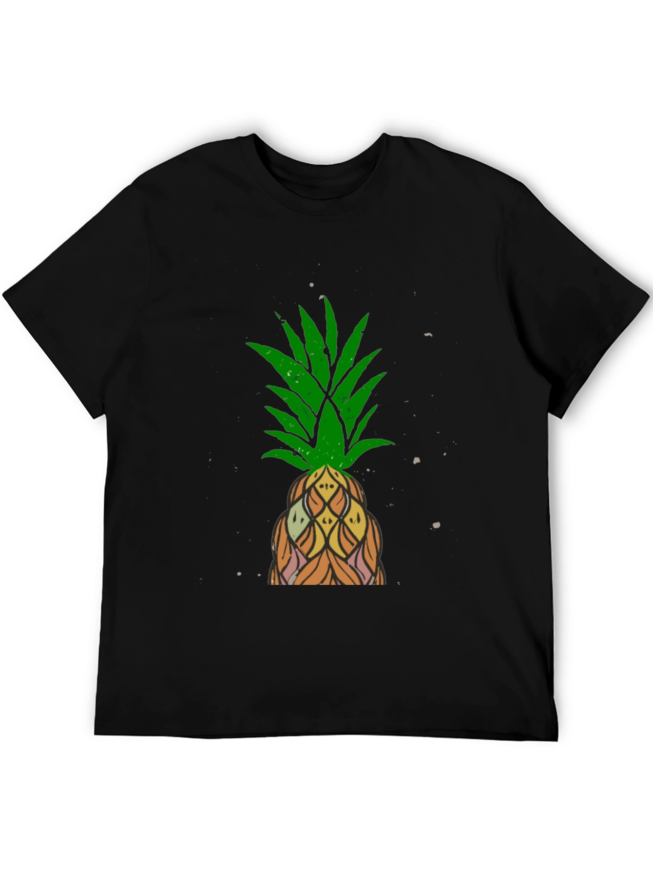 Camiseta Negra con Diseño de Piña Tropical
