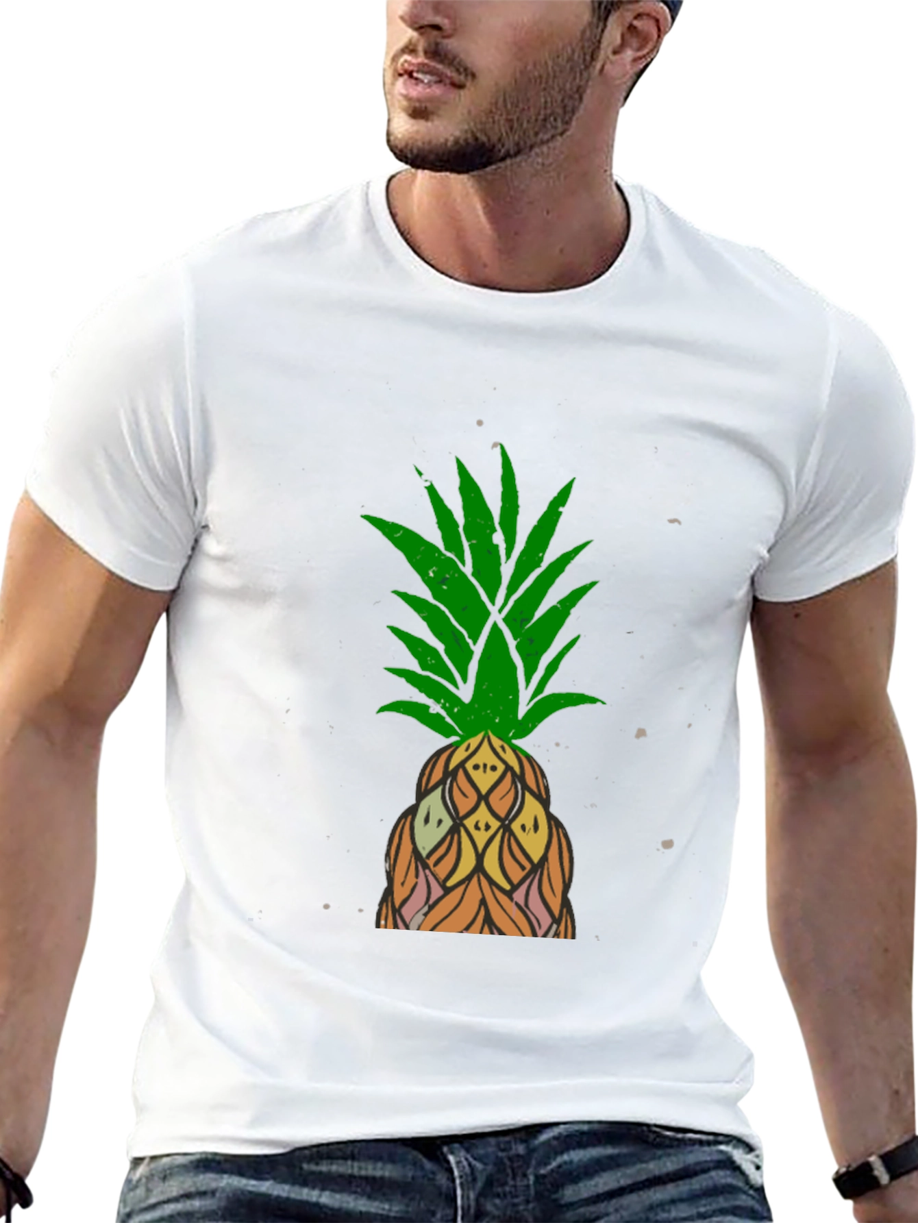 Camiseta Negra con Diseño de Piña Tropical