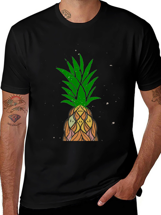 Camiseta Negra con Diseño de Piña Tropical
