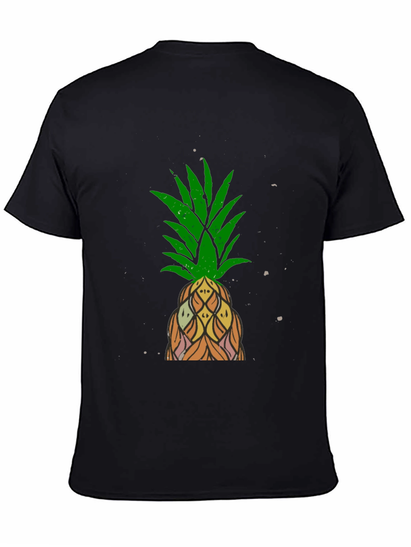 Camiseta Negra con Diseño de Piña Tropical