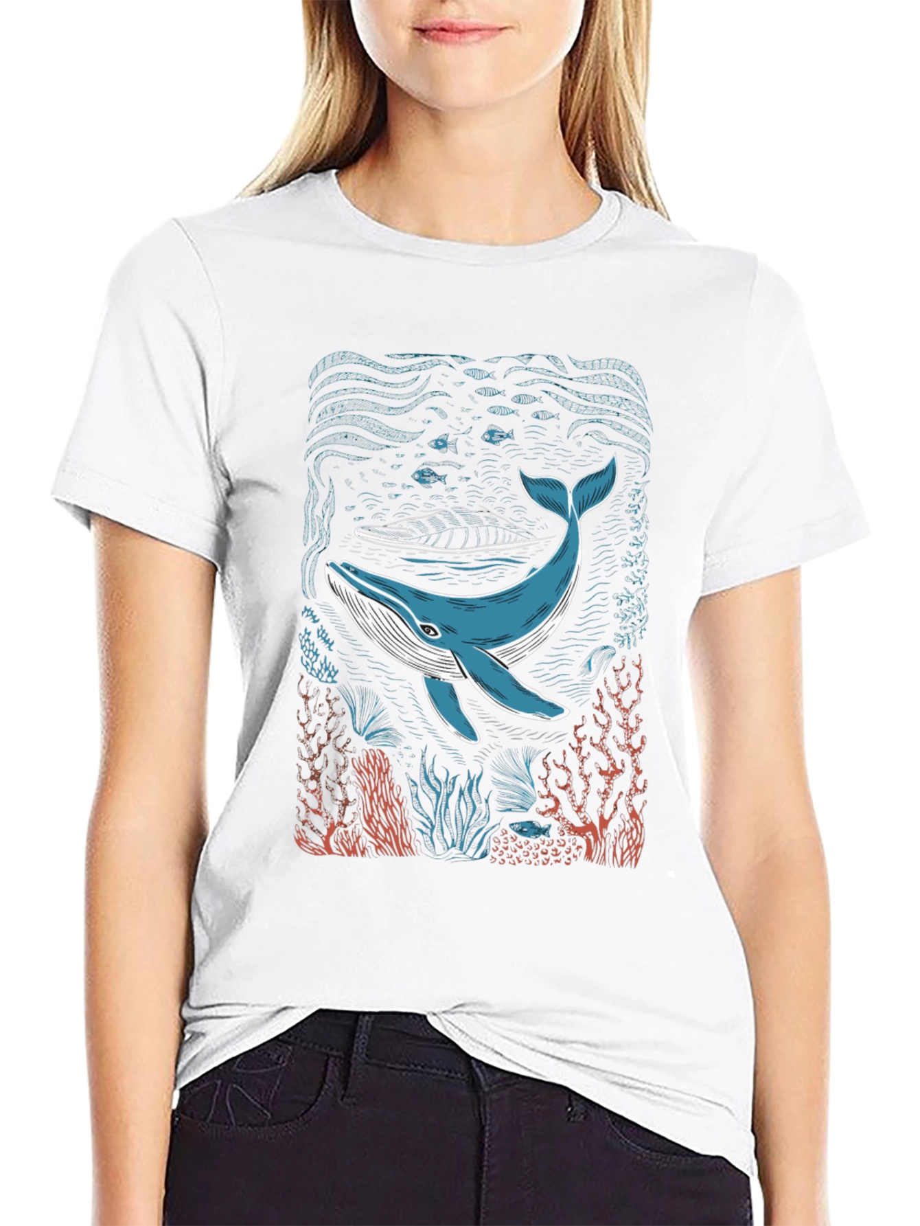 Camiseta Negra con Diseño de Ballena Marina