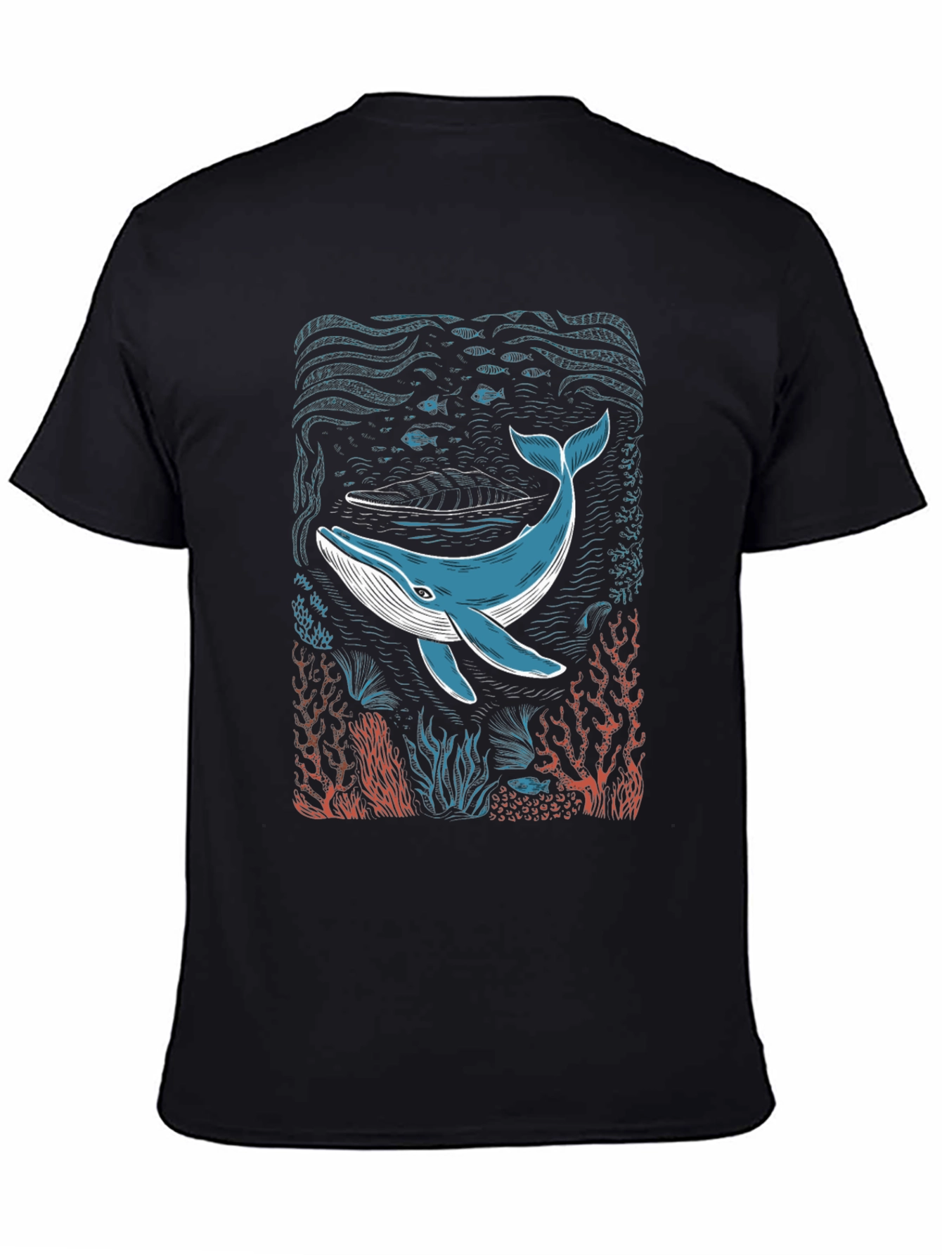 Camiseta Negra con Diseño de Ballena Marina