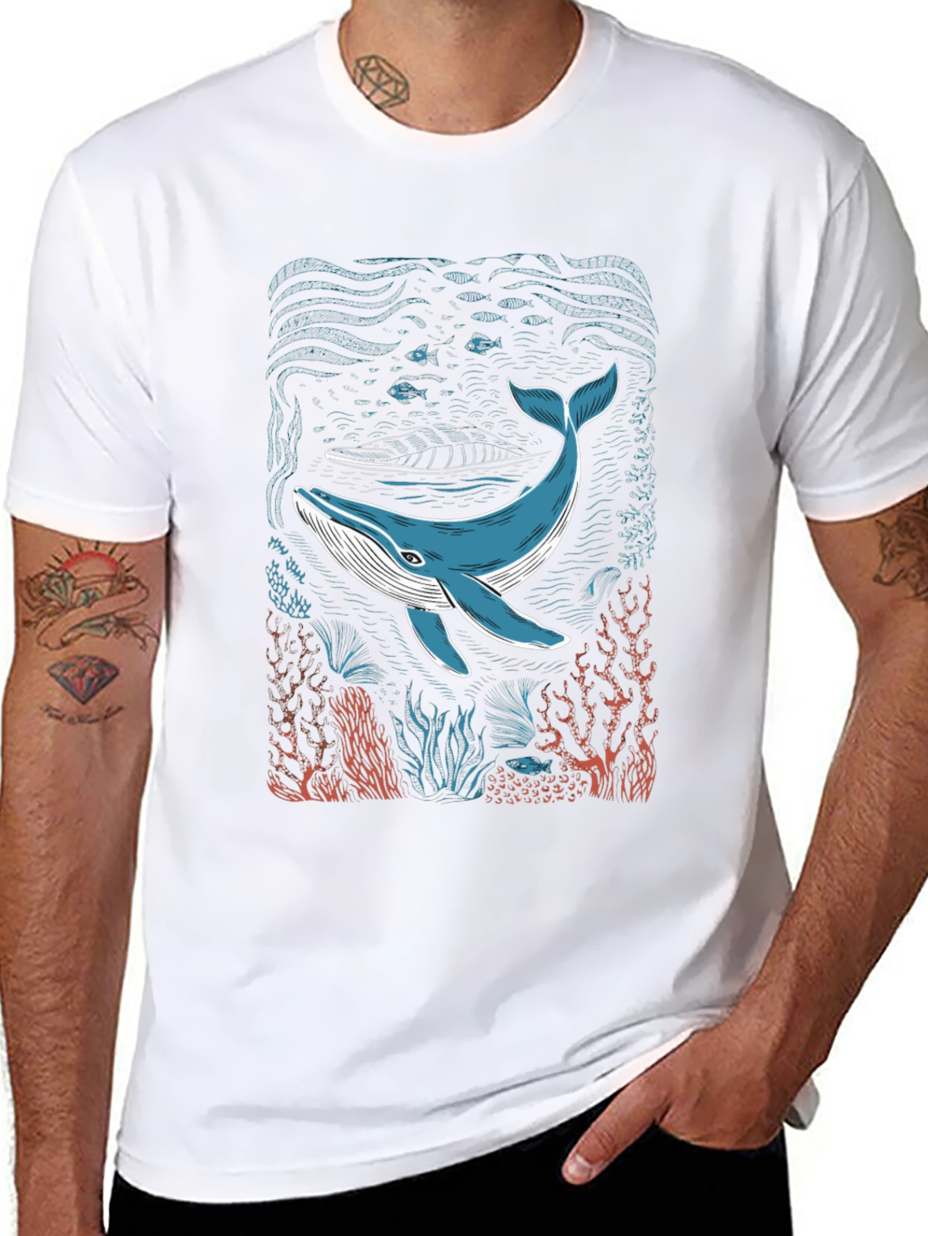Camiseta Negra con Diseño de Ballena Marina