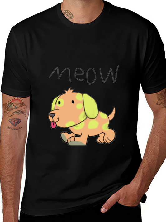 Camiseta Negra con Diseño de Cachorro Divertido