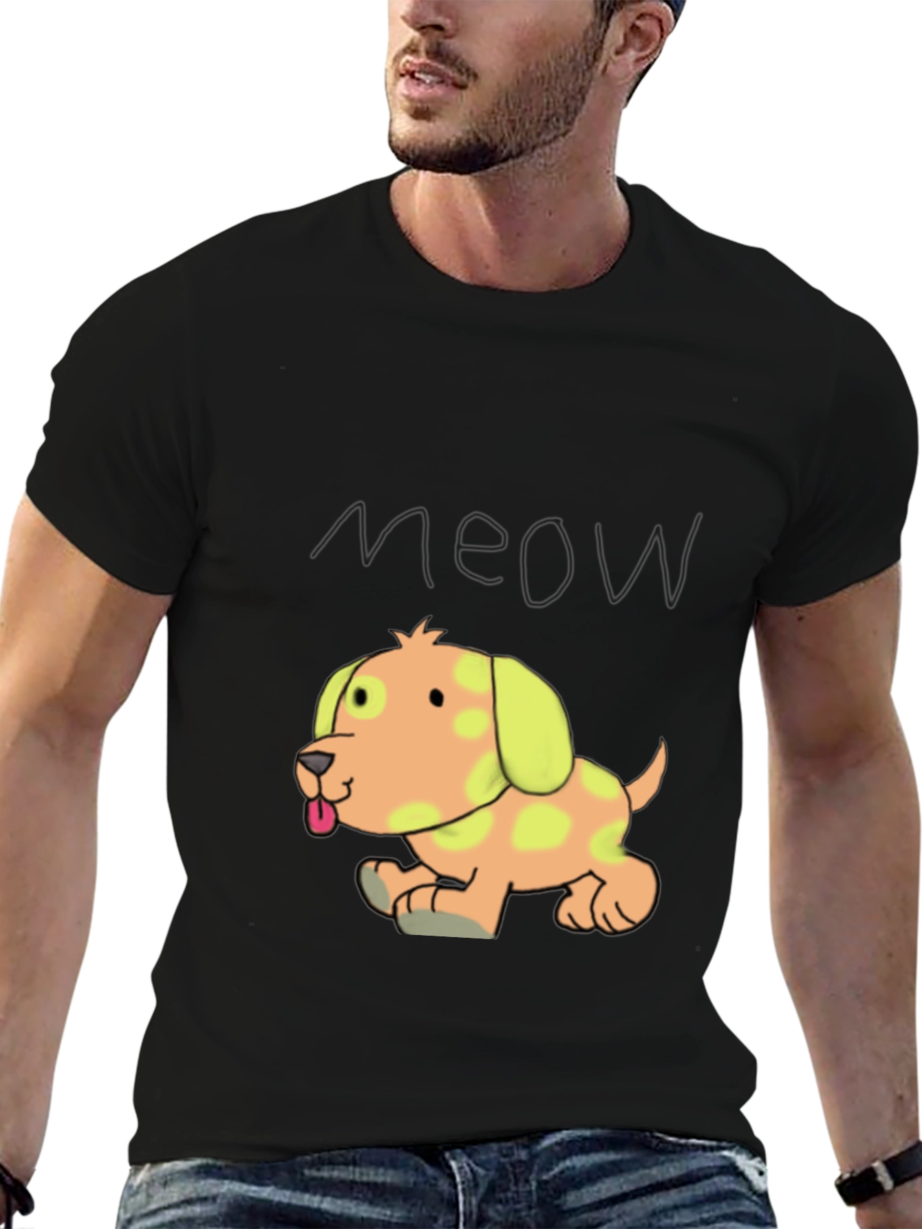 Camiseta Negra con Diseño de Cachorro Divertido