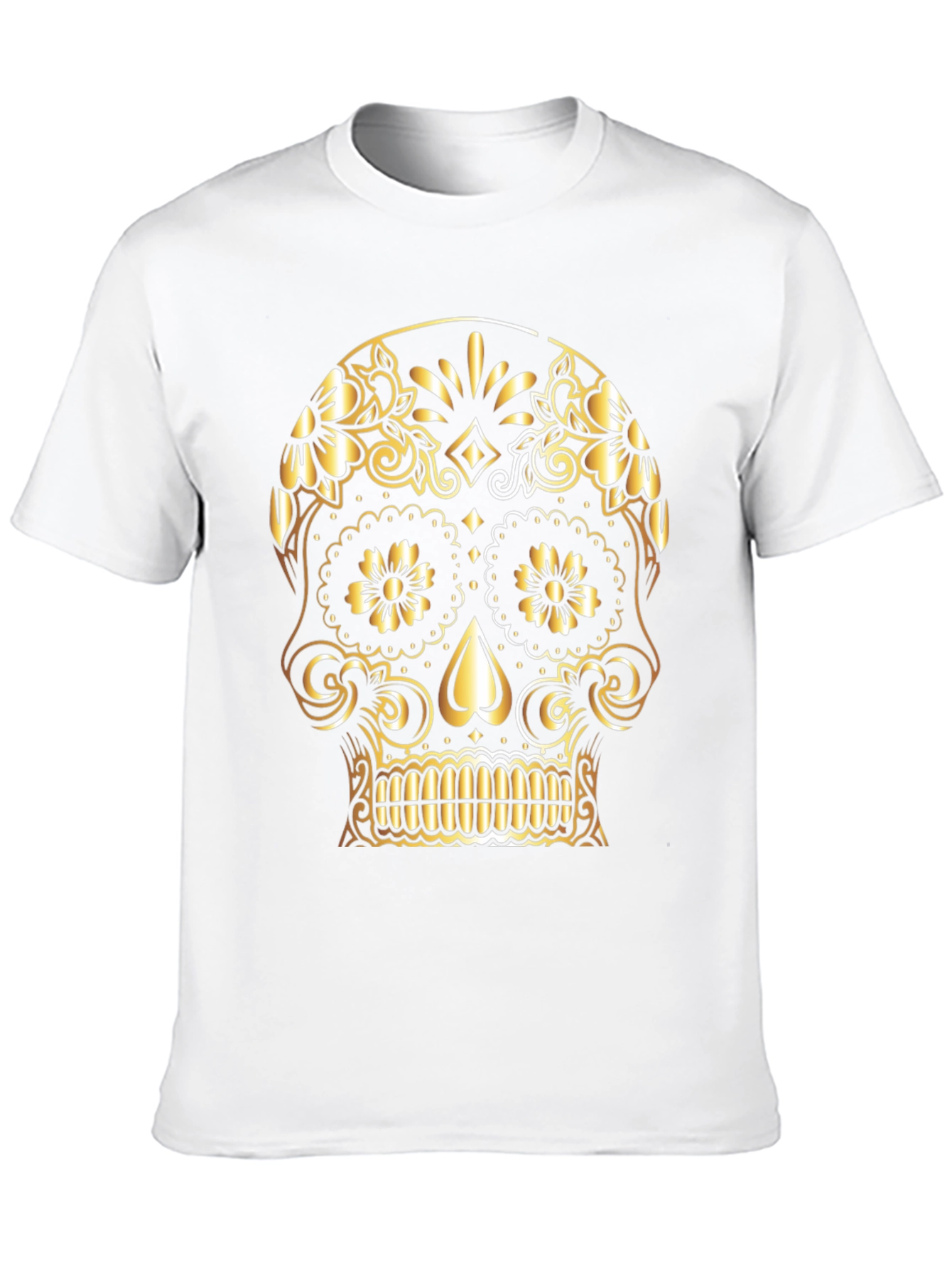 Camiseta Negra Calavera Dorada