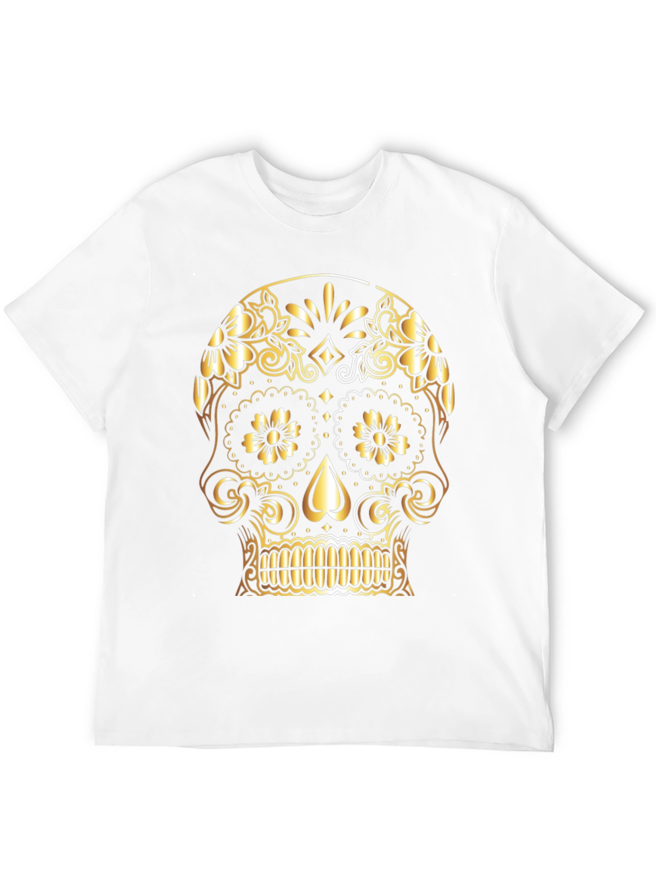 Camiseta Negra Calavera Dorada