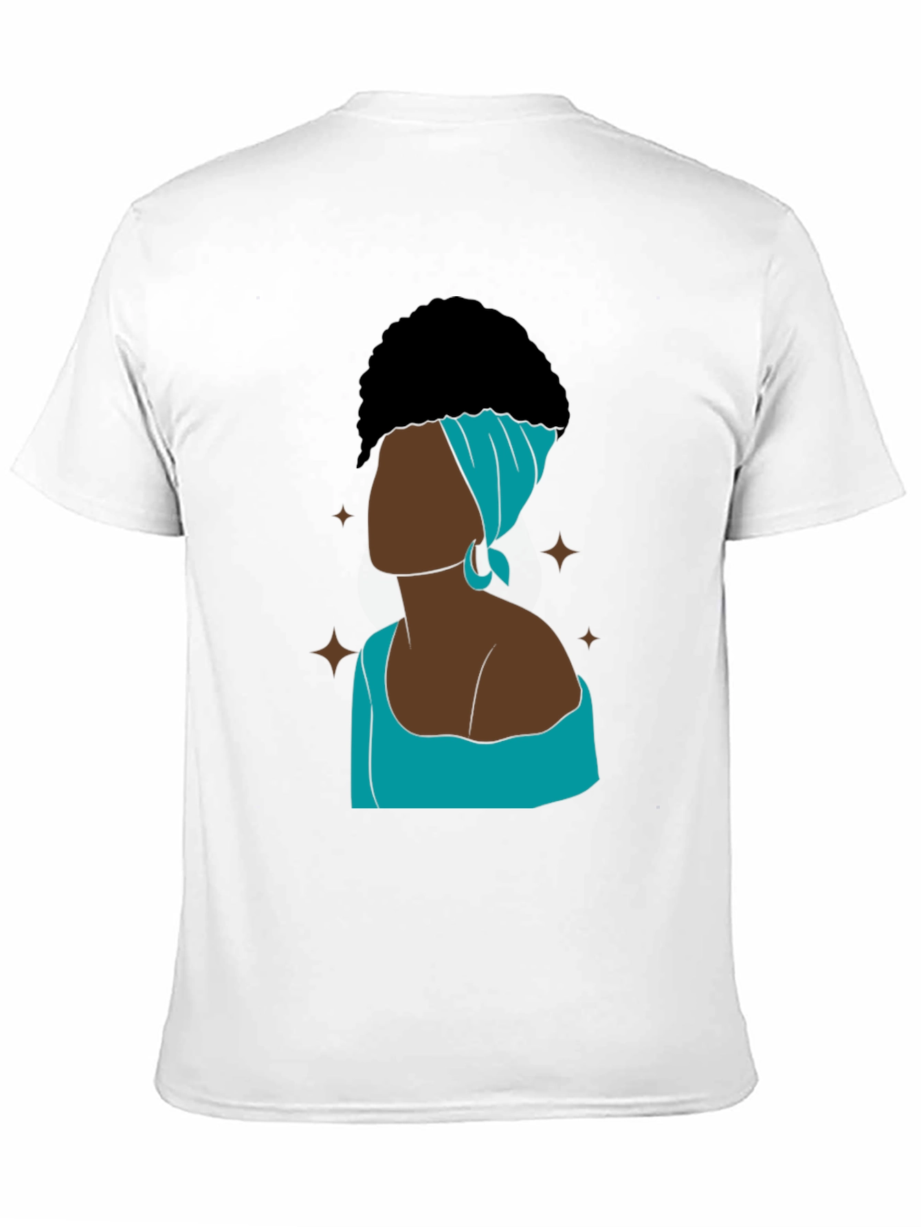 Camiseta Negra con Diseño Abstracto de Mujer