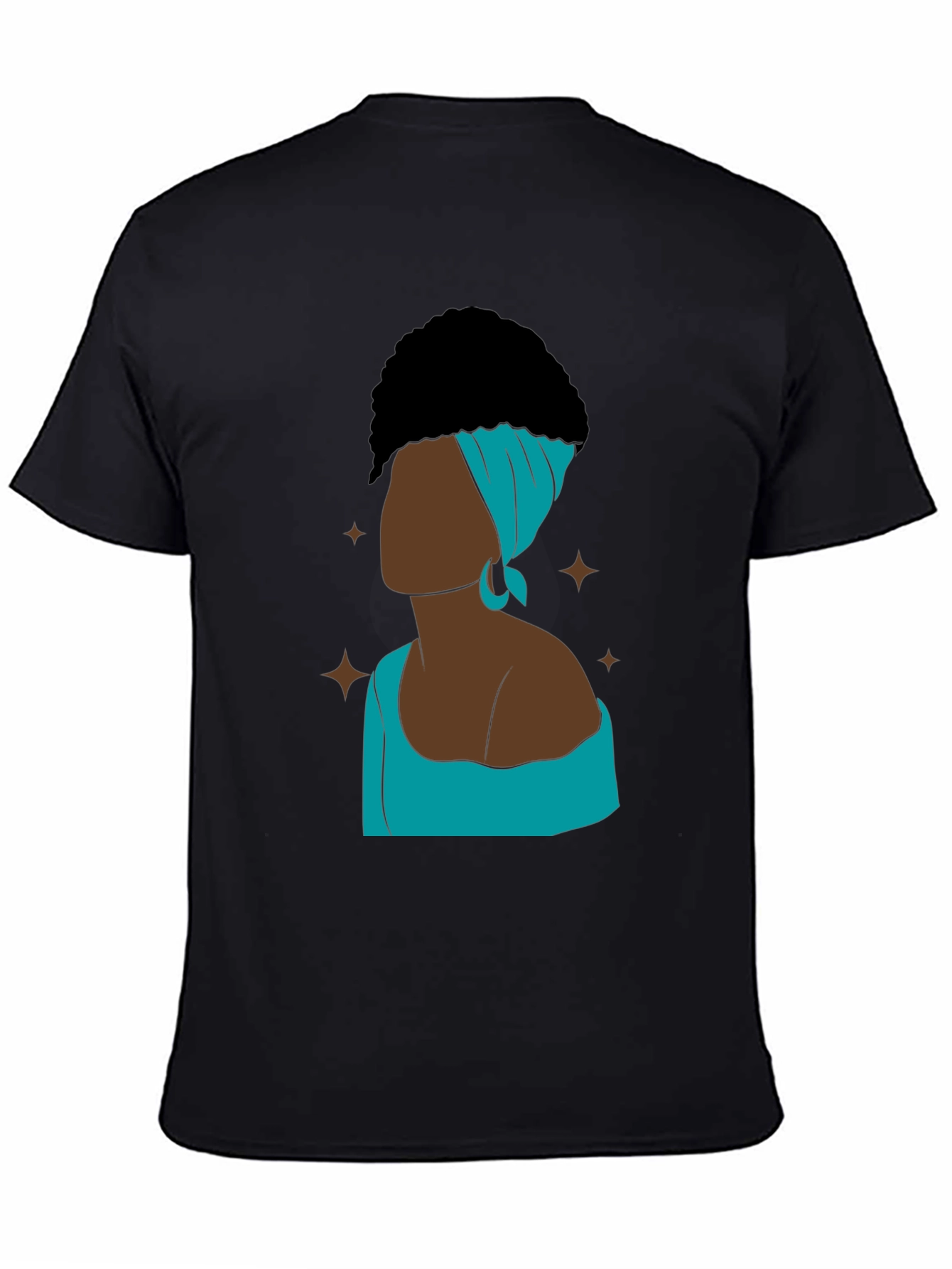 Camiseta Negra con Diseño Abstracto de Mujer