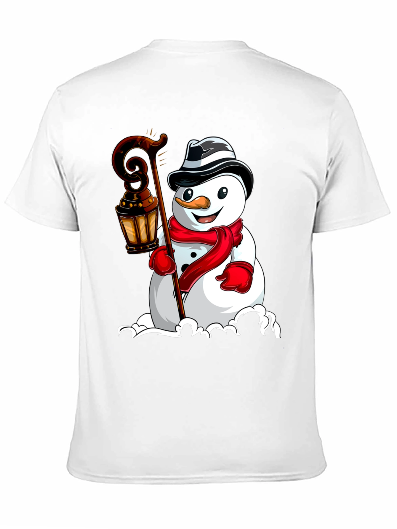 Camiseta Negra con Diseño de Muñeco de Nieve Festivo