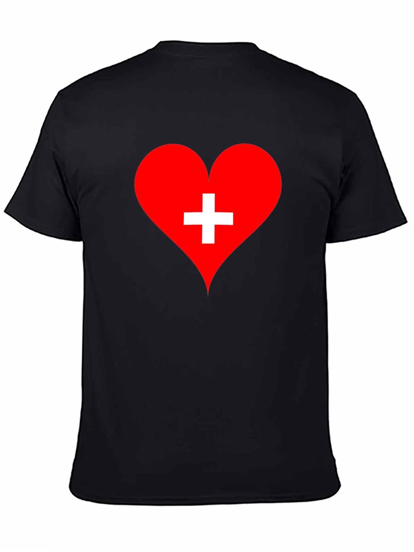 Camiseta Negra Corazón Cruz Suiza