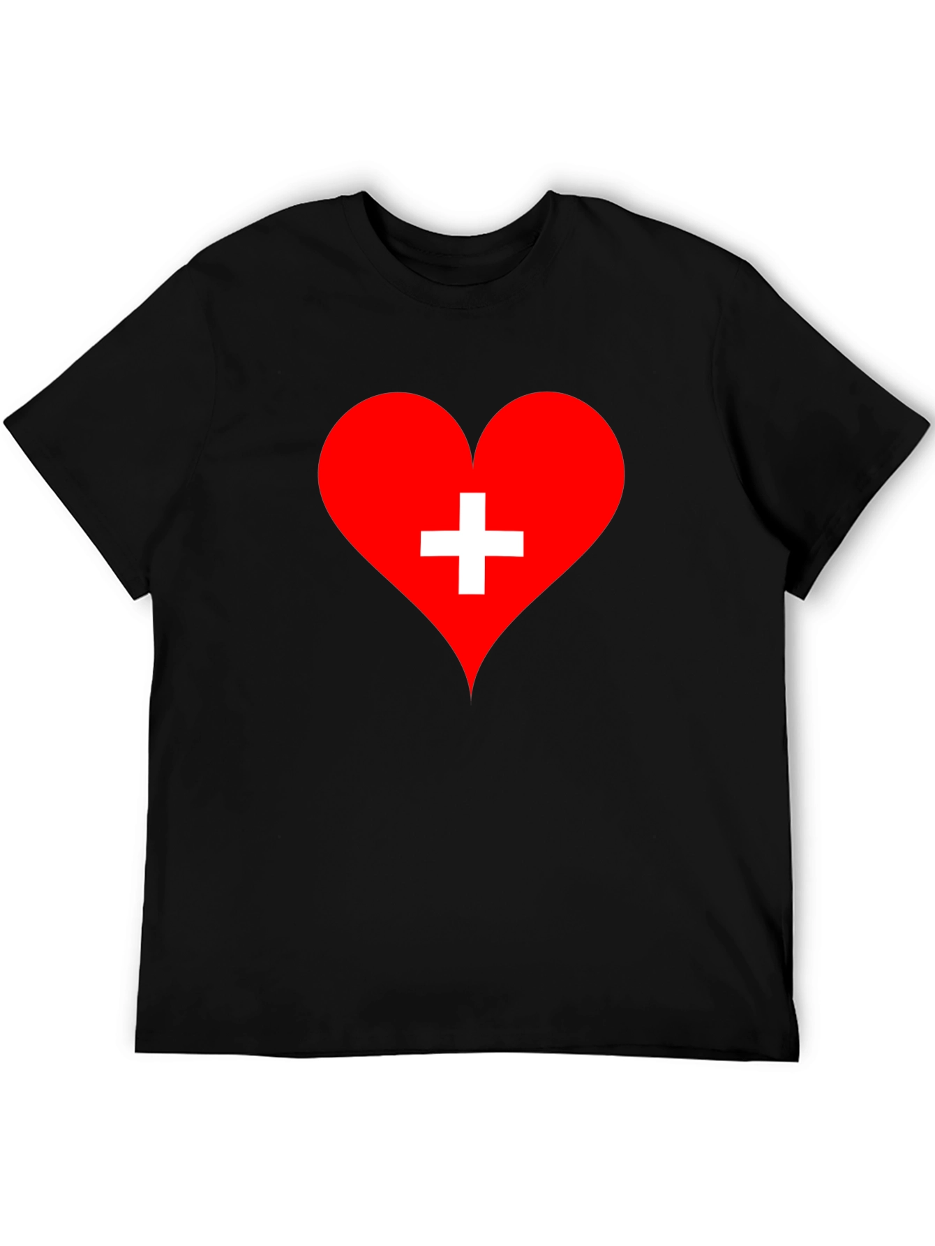 Camiseta Negra Corazón Cruz Suiza