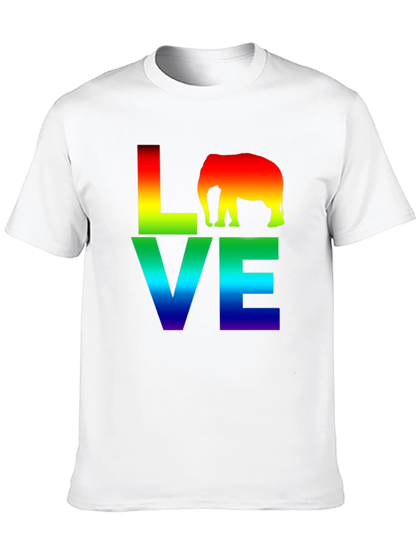 Camiseta Negra LOVE Elefante Arcoíris