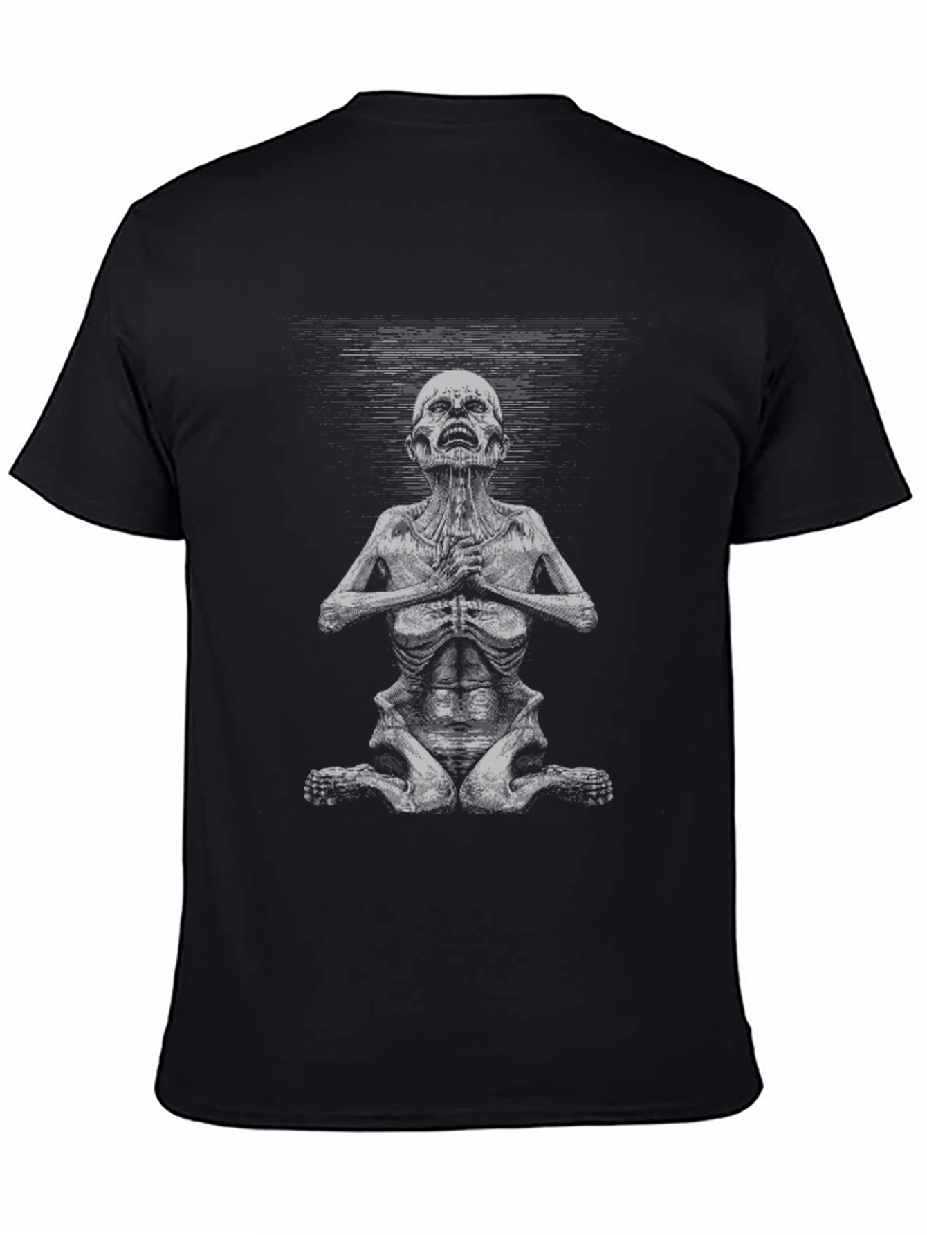 Camiseta Negra con Gráfico de Criatura Meditando