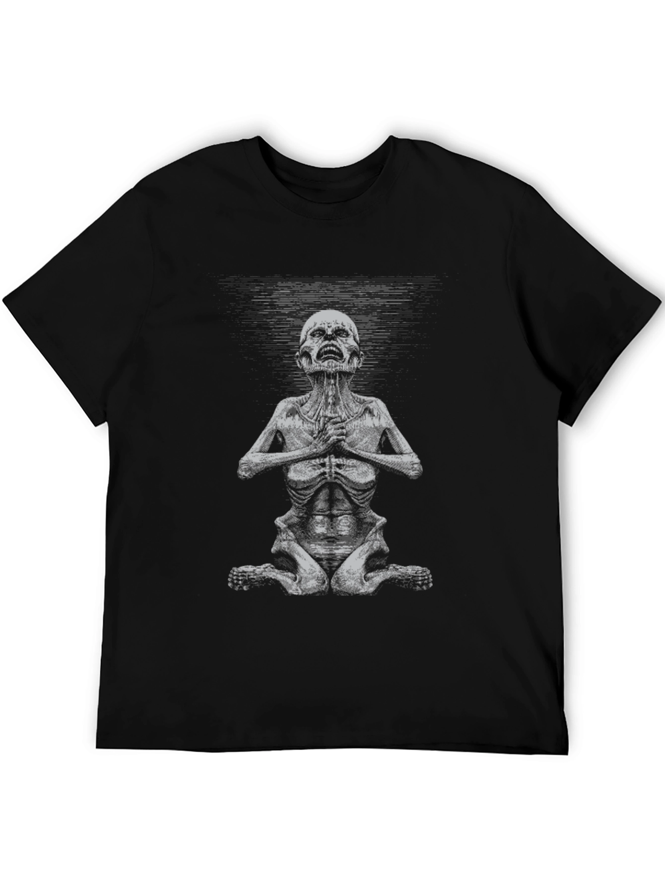 Camiseta Negra con Gráfico de Criatura Meditando