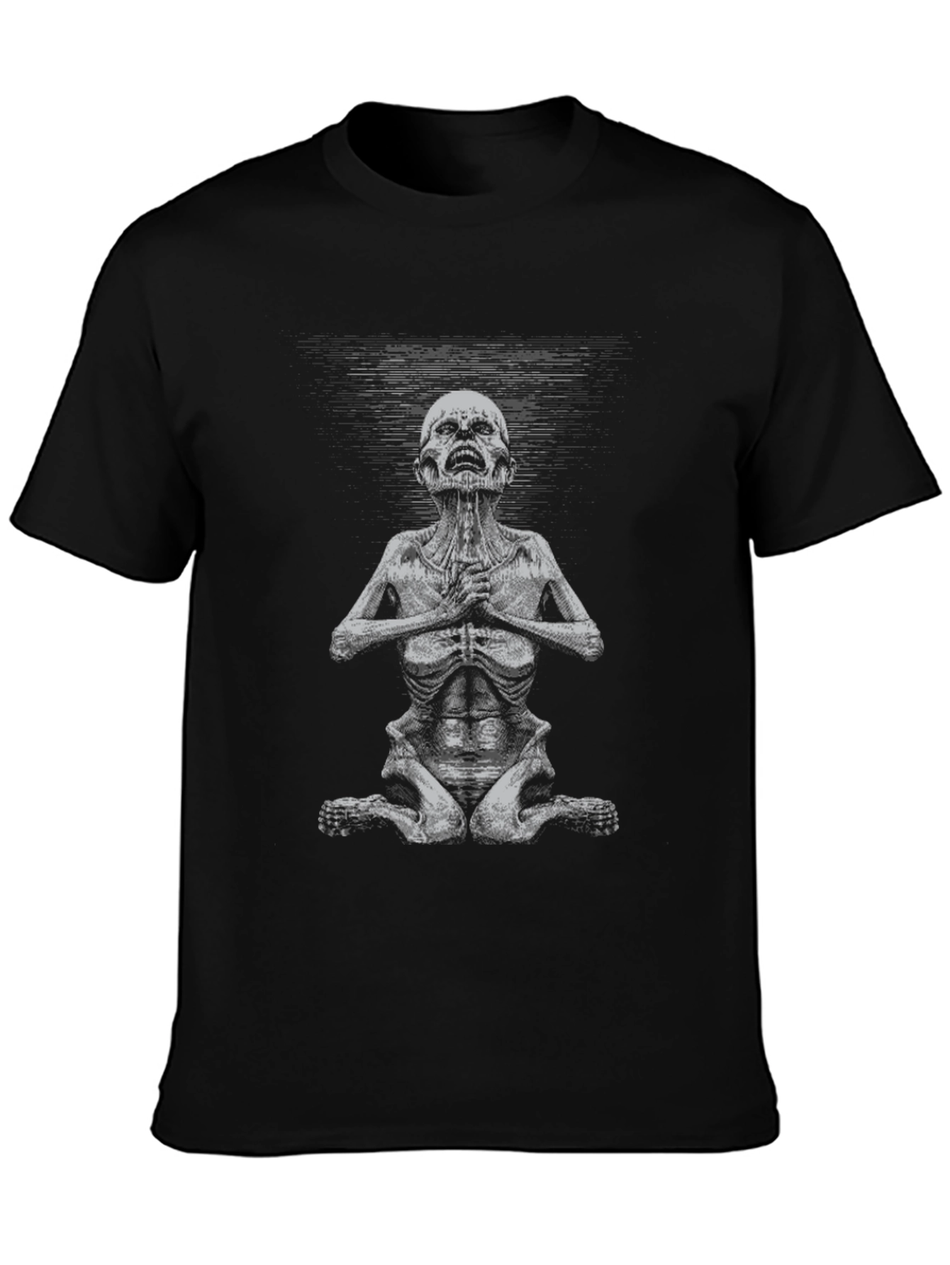 Camiseta Negra con Gráfico de Criatura Meditando