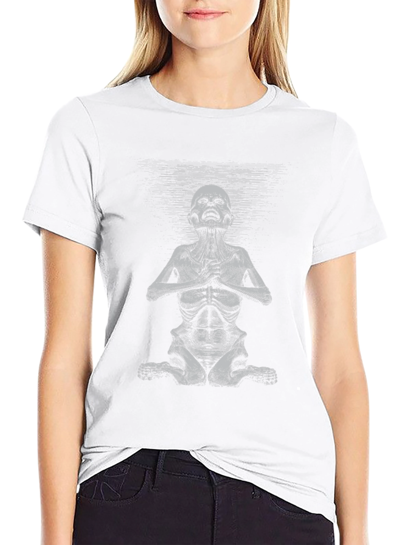 Camiseta Negra con Gráfico de Criatura Meditando