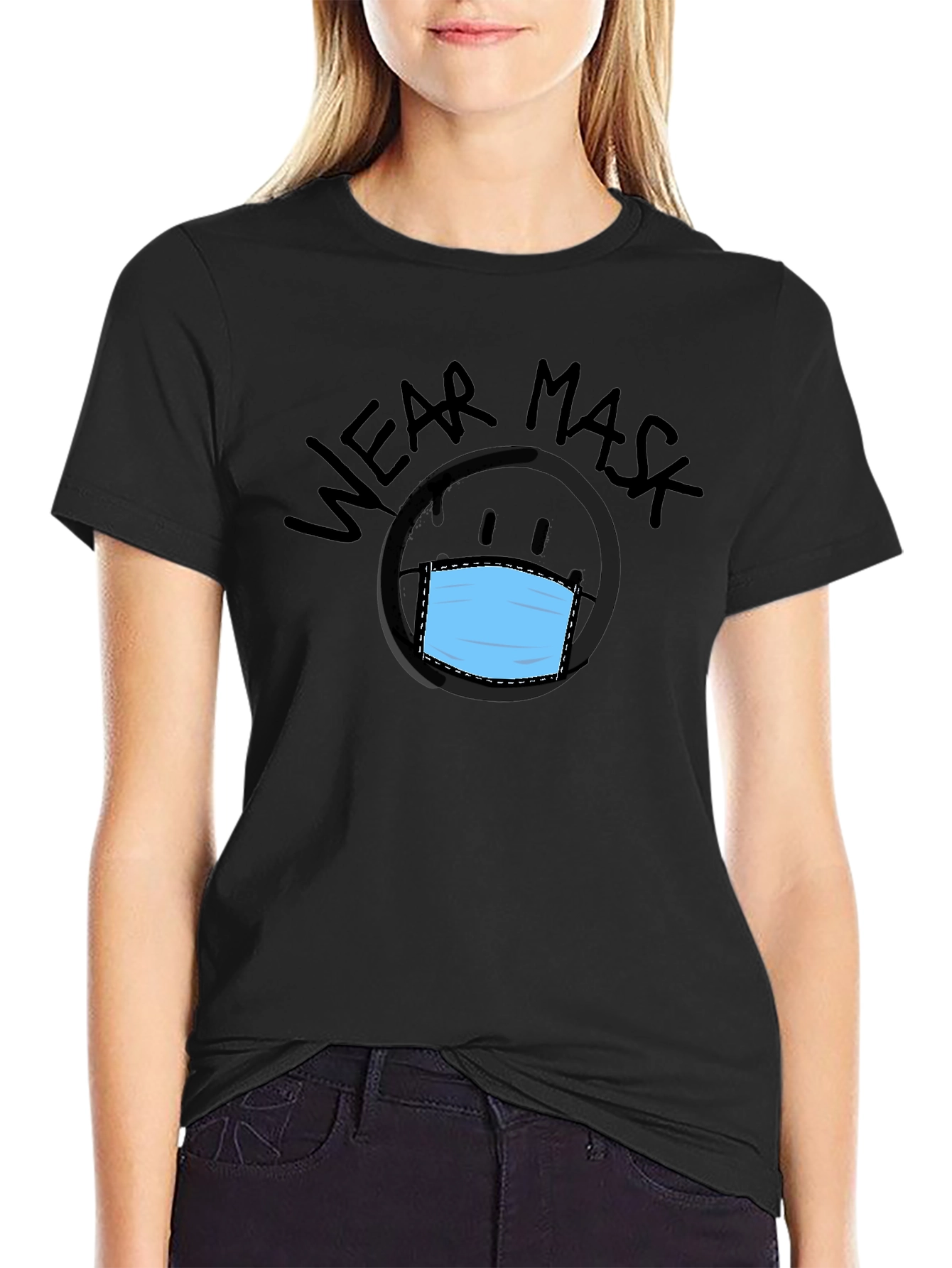 Camiseta Negra con Diseño Wear Mask