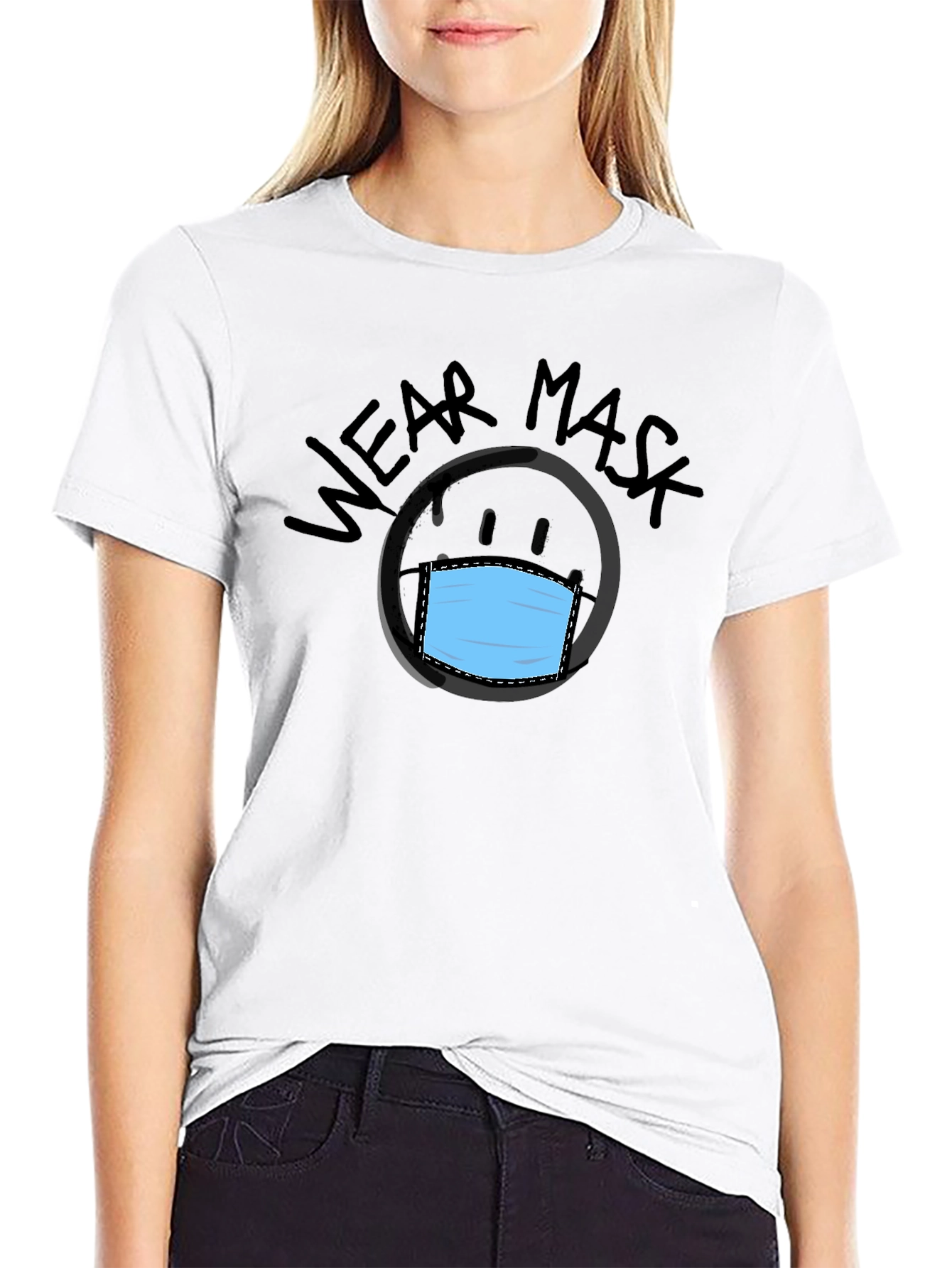 Camiseta Negra con Diseño Wear Mask