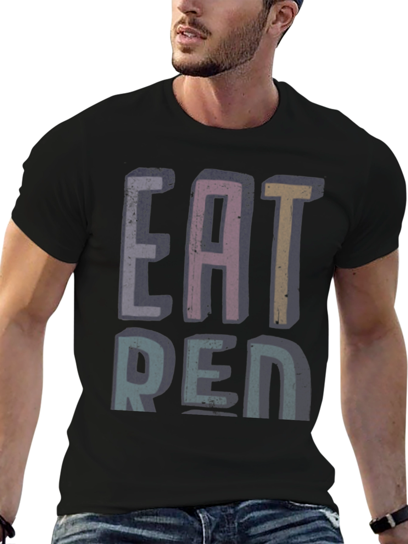 Camiseta Negra Estampada EAT REN
