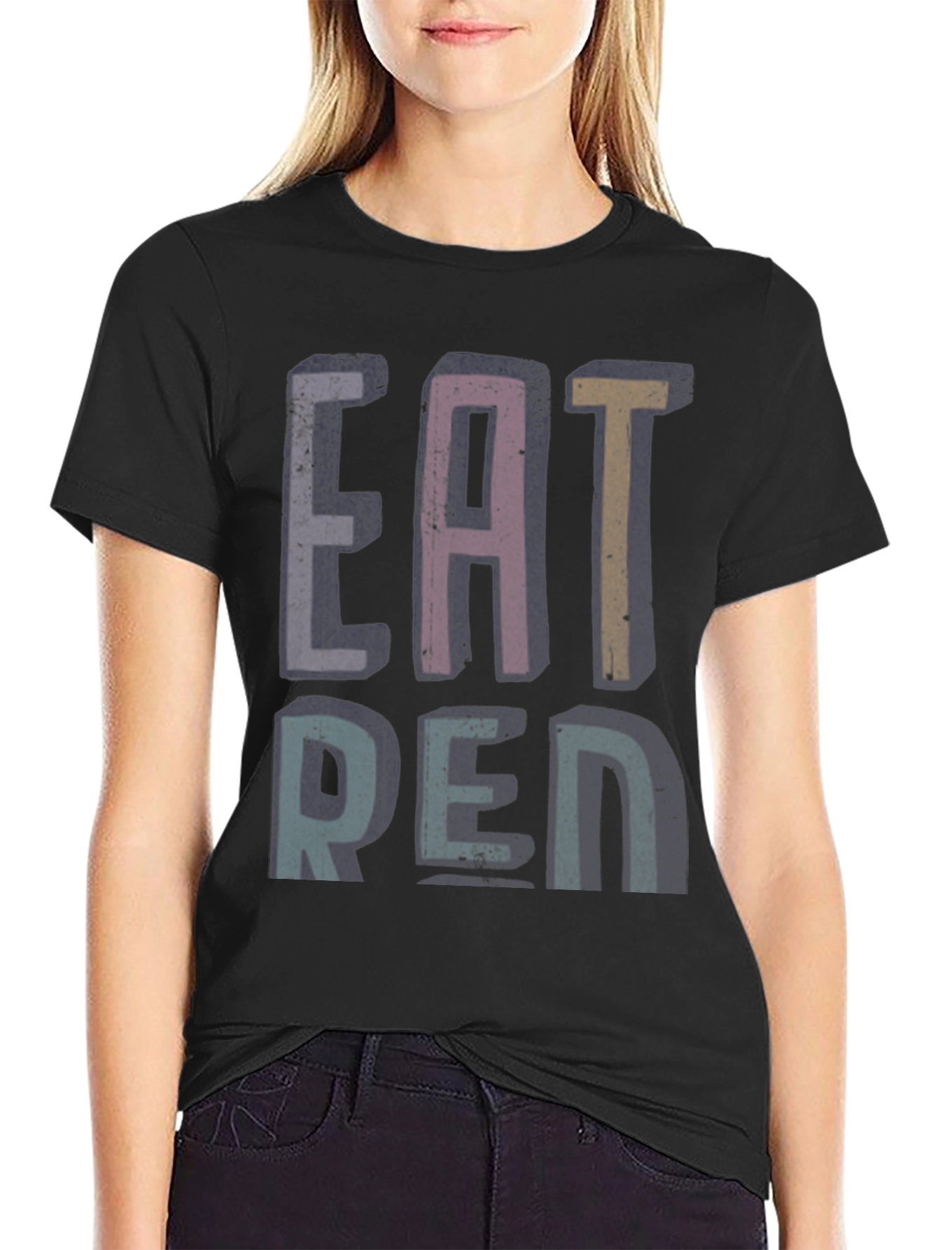 Camiseta Negra Estampada EAT REN