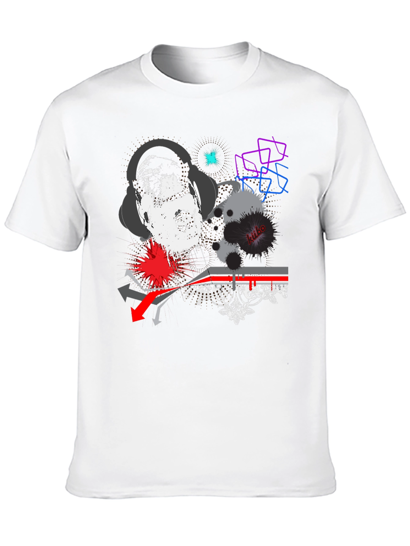 Camiseta Negra Urbana con Diseño Gráfico Abstracto