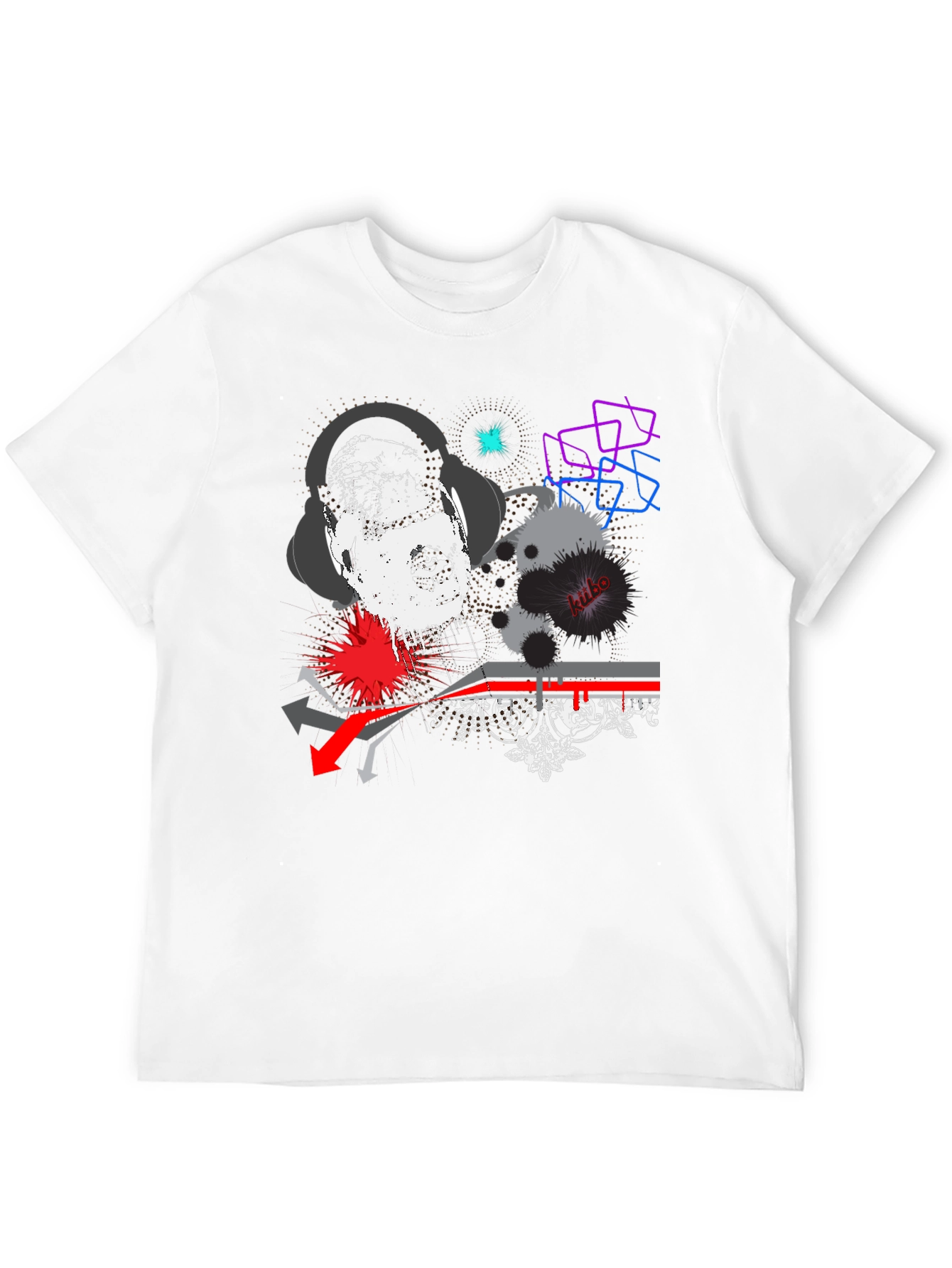 Camiseta Negra Urbana con Diseño Gráfico Abstracto