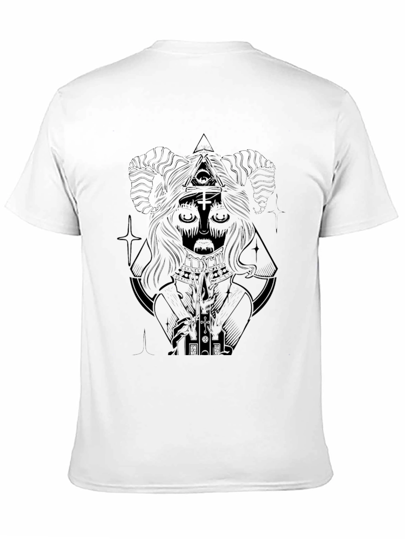 Camiseta Negra Estampada con Diseño Misterioso