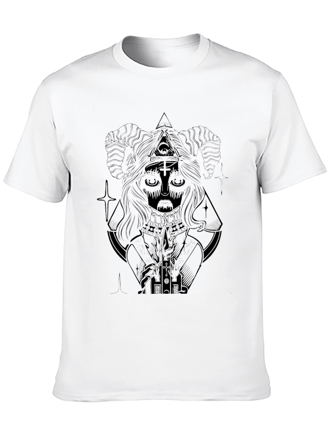 Camiseta Negra Estampada con Diseño Misterioso