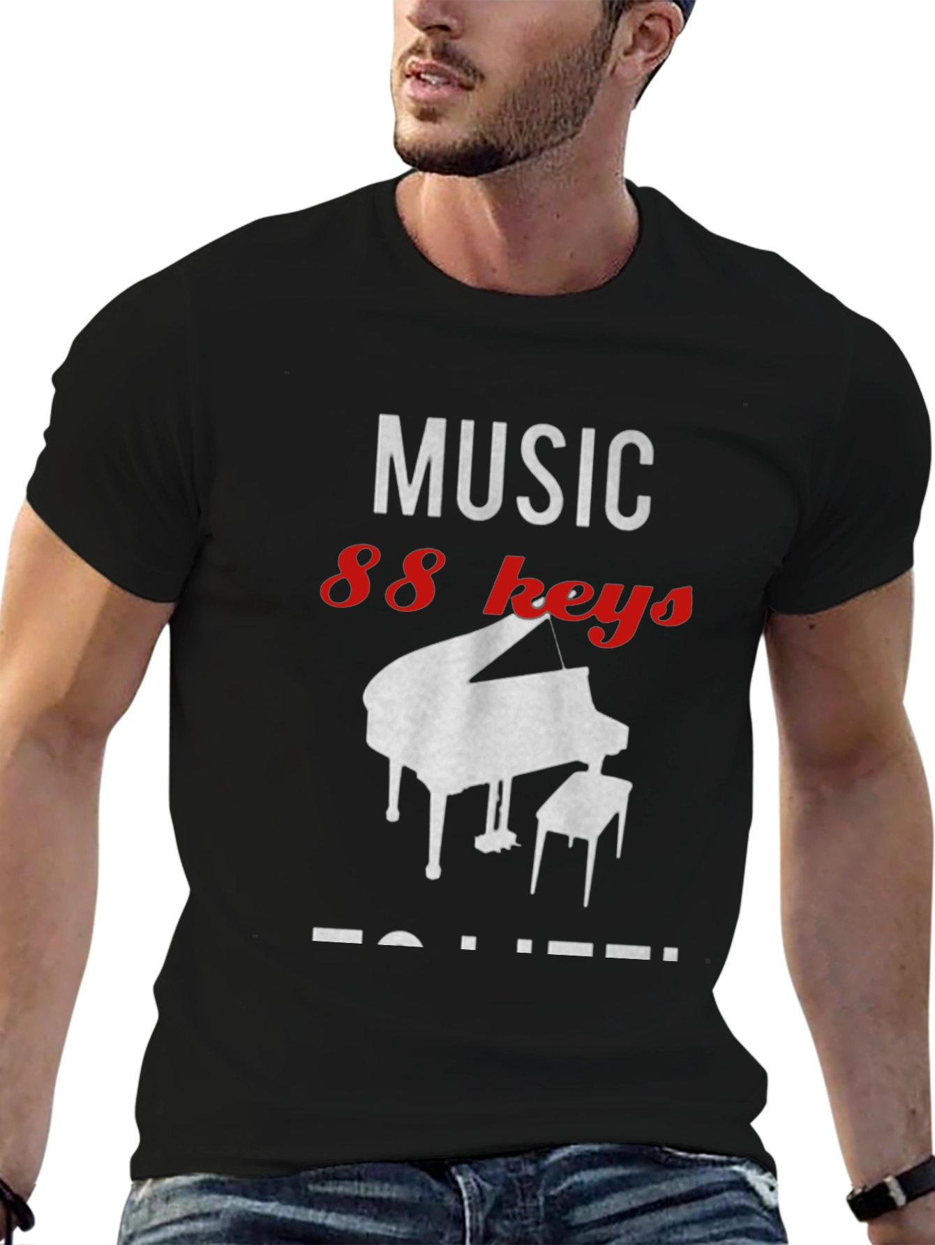 Camiseta Negra Music 88 Keys