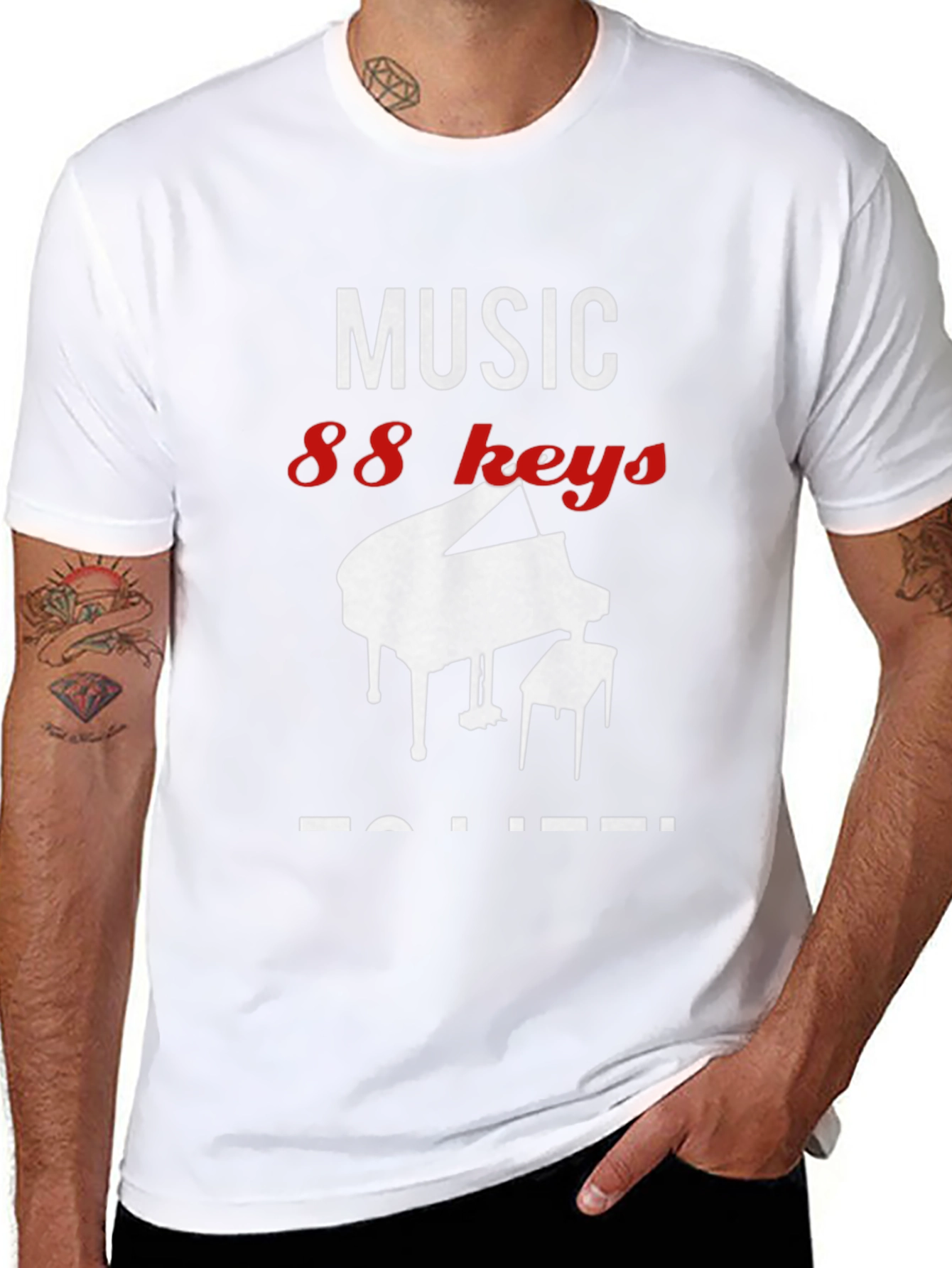 Camiseta Negra Music 88 Keys