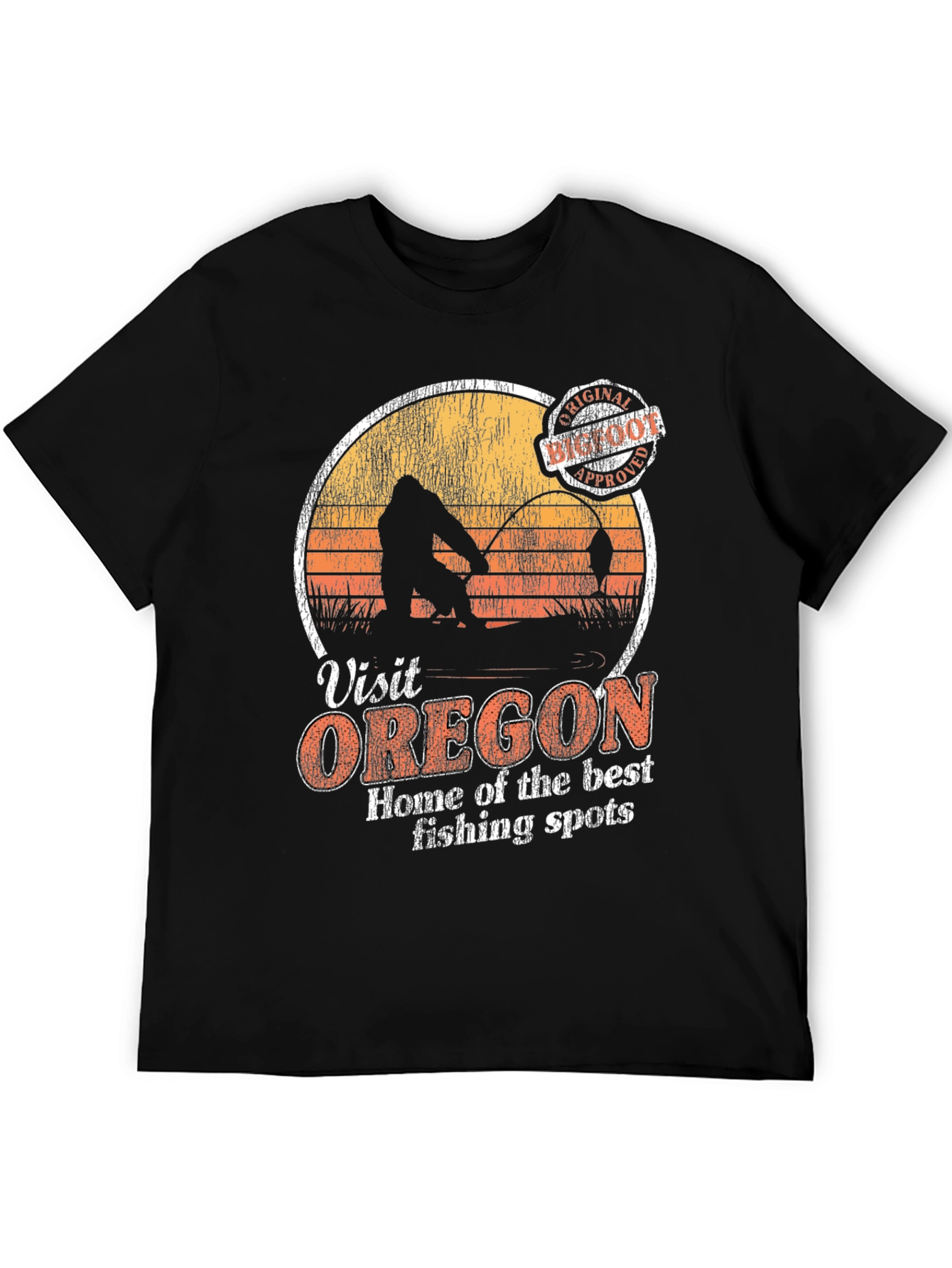 Camiseta Hombre Visit Oregon Bigfoot Approved Pesca