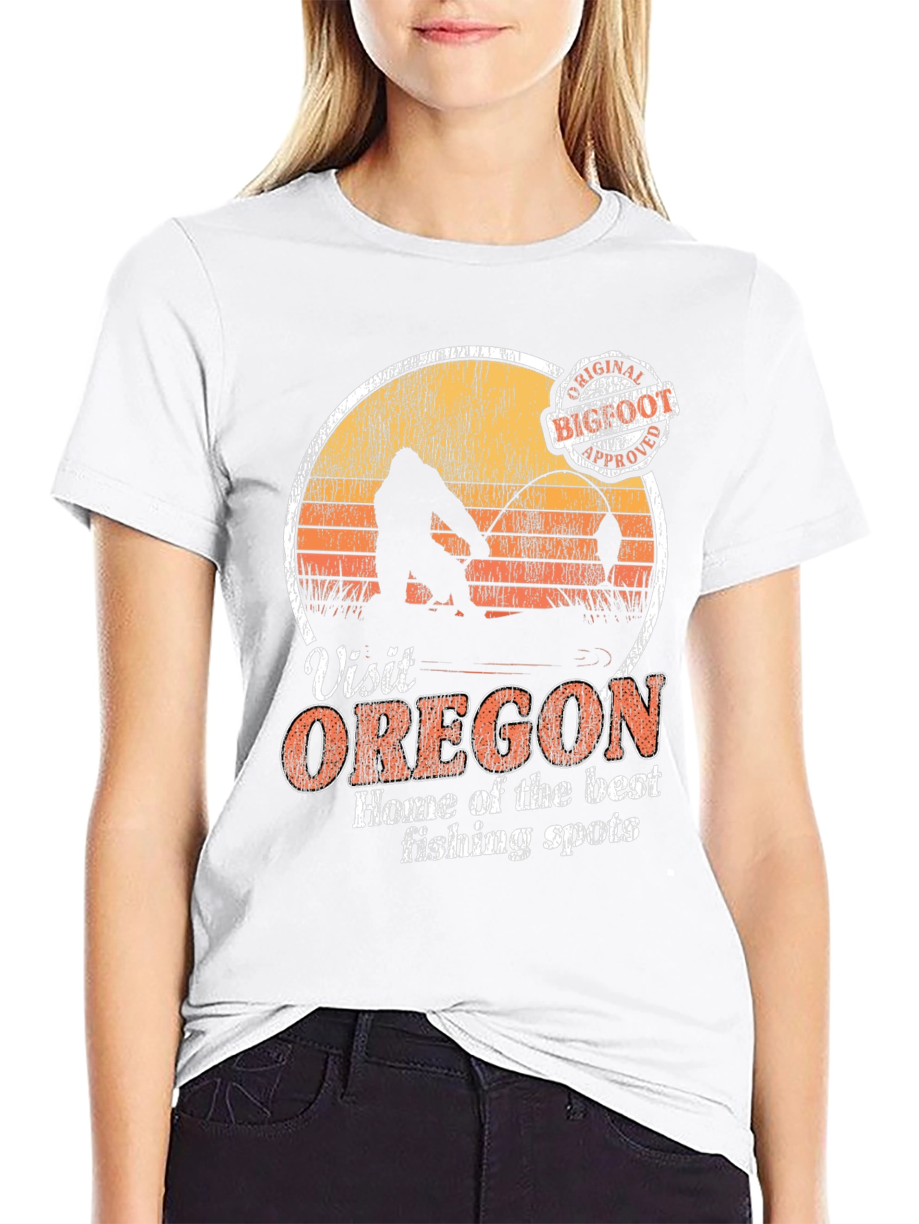 Camiseta Hombre Visit Oregon Bigfoot Approved Pesca