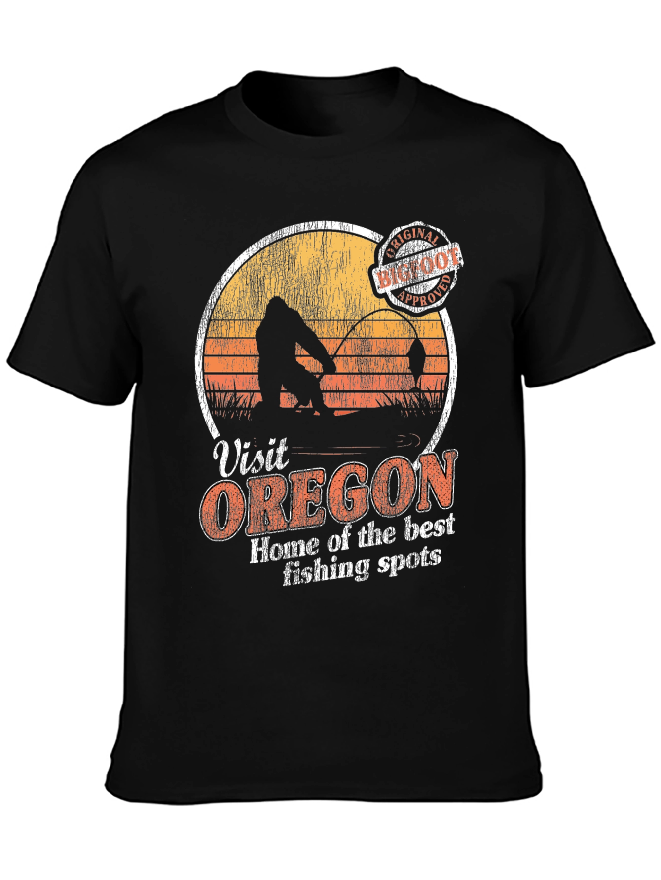 Camiseta Hombre Visit Oregon Bigfoot Approved Pesca