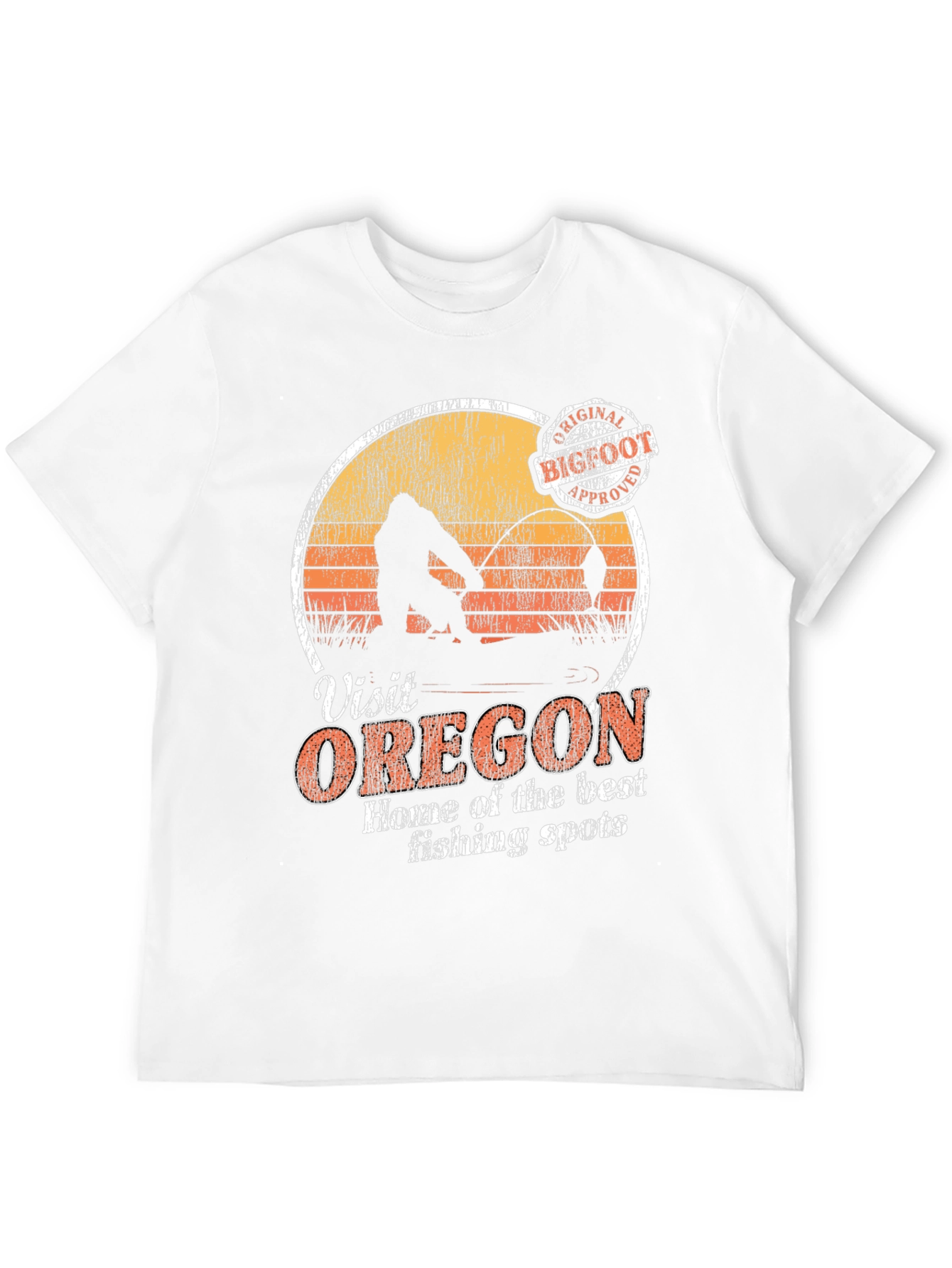 Camiseta Hombre Visit Oregon Bigfoot Approved Pesca