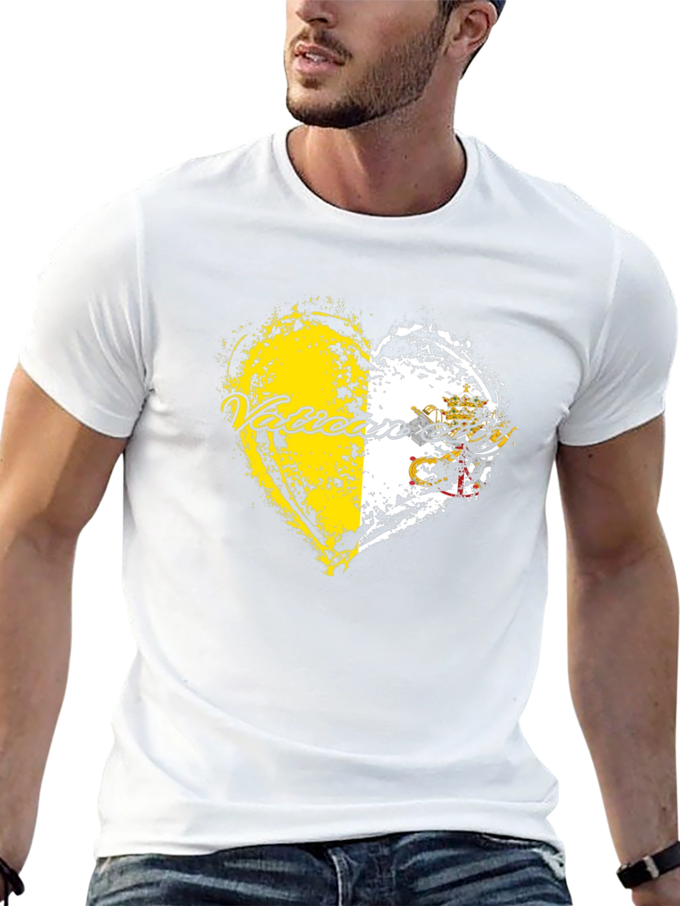 Camiseta Negra con Corazón Vaticano
