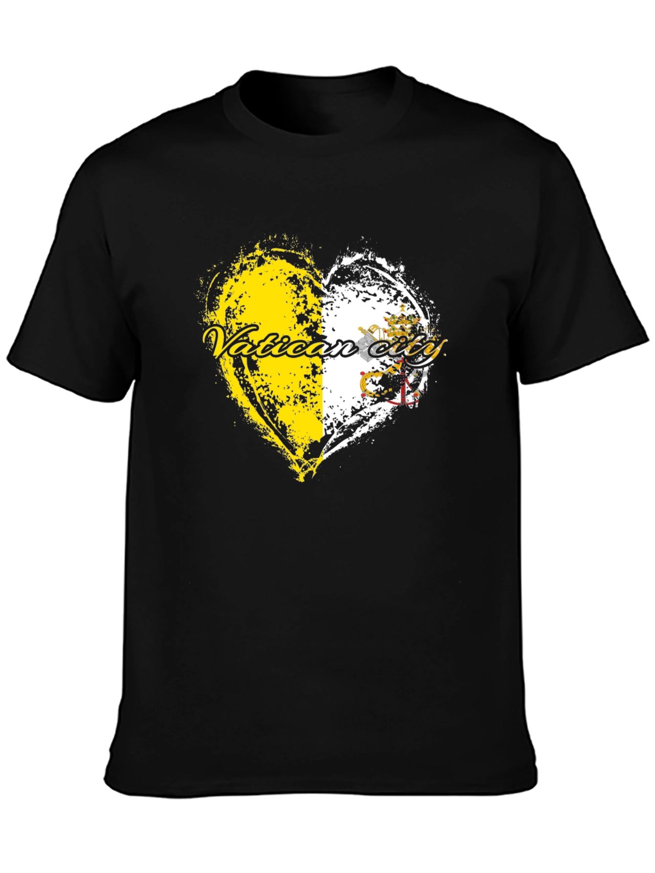 Camiseta Negra con Corazón Vaticano