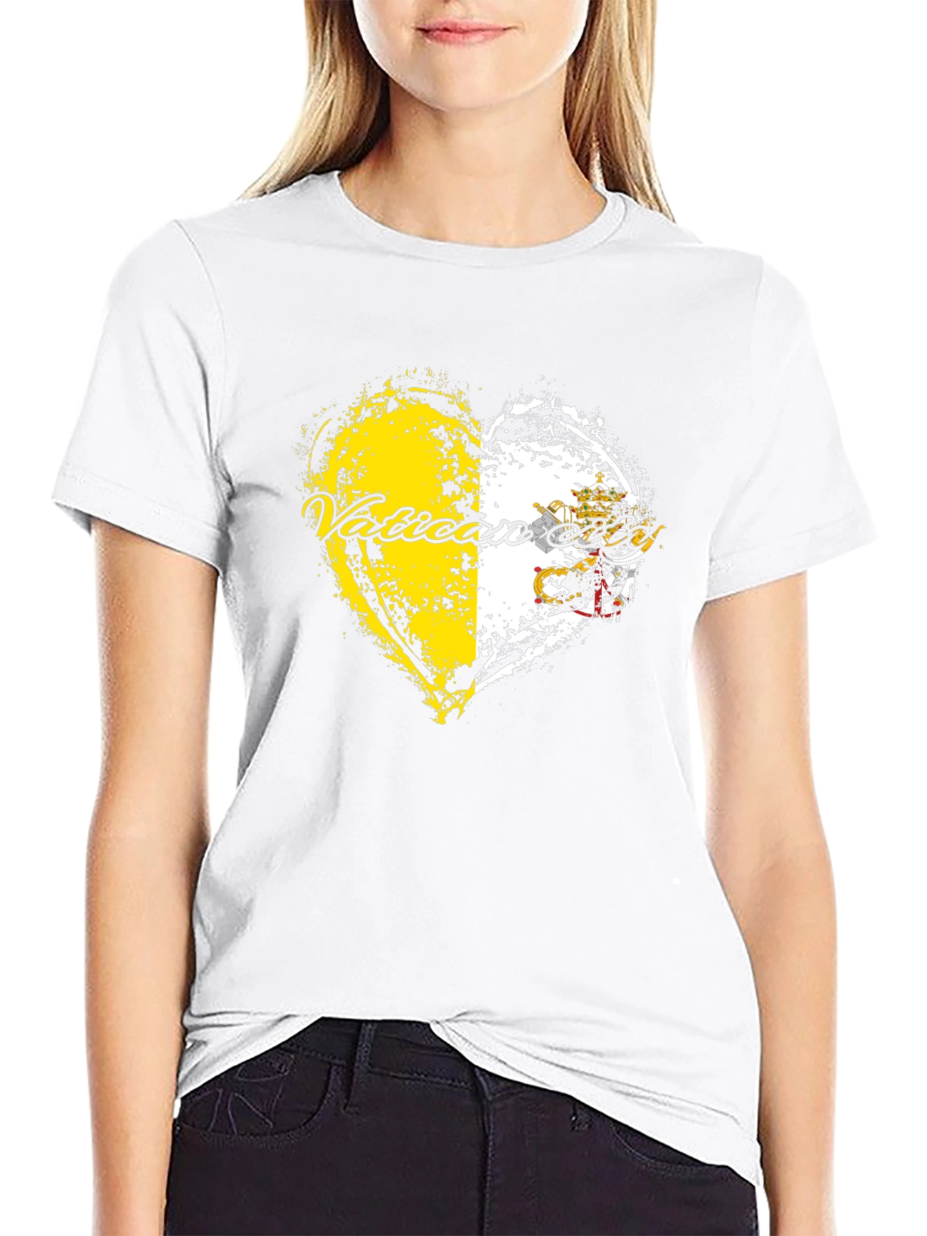 Camiseta Negra con Corazón Vaticano
