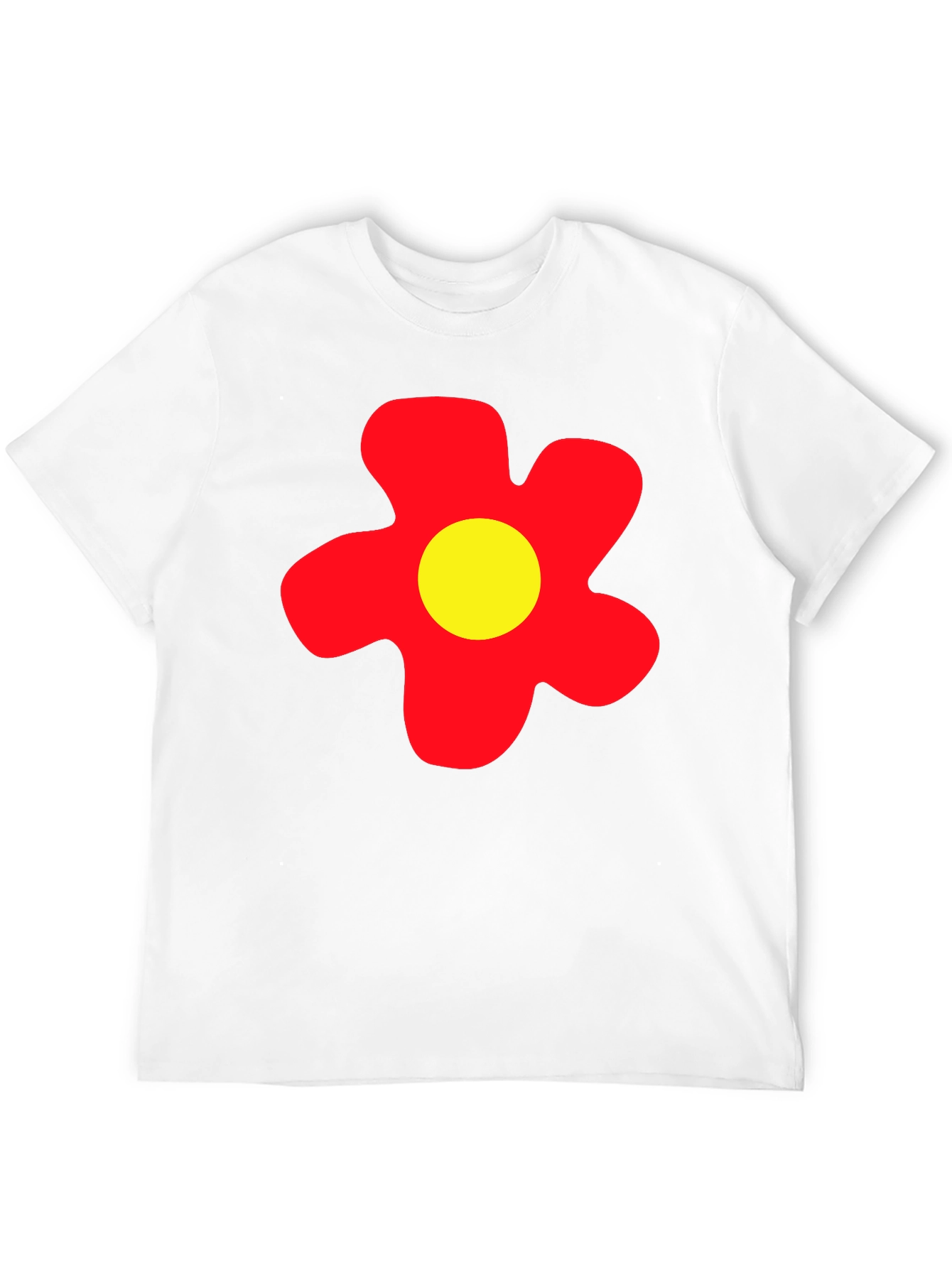 Camiseta Negra con Flor Roja y Amarilla