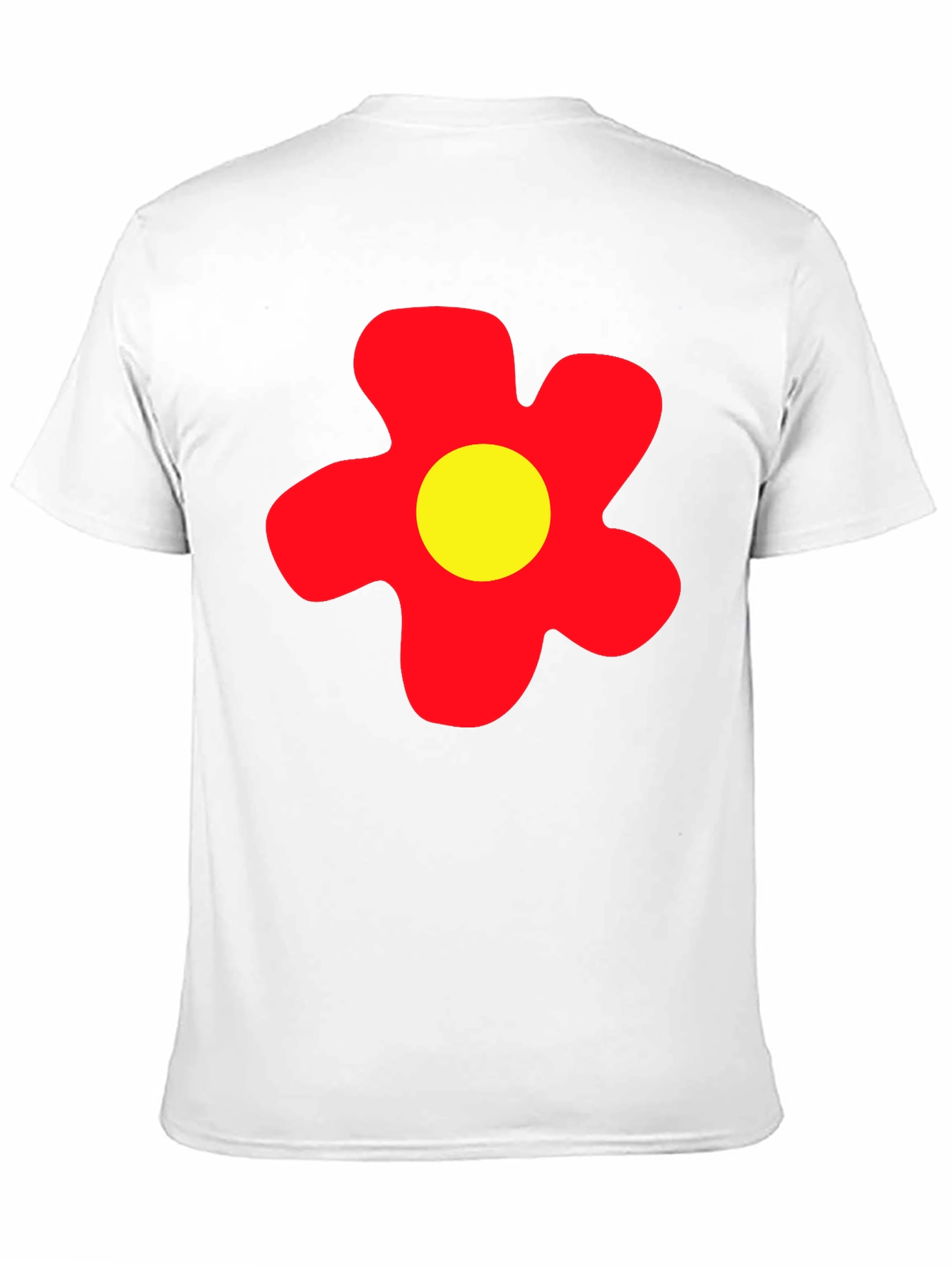 Camiseta Negra con Flor Roja y Amarilla