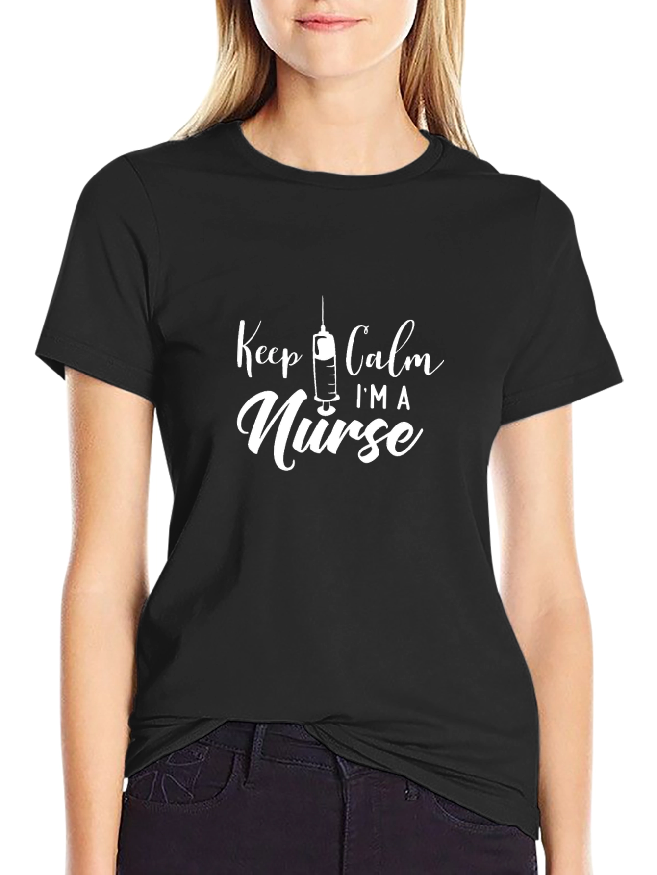 Camiseta Negra Keep Calm Im a Nurse