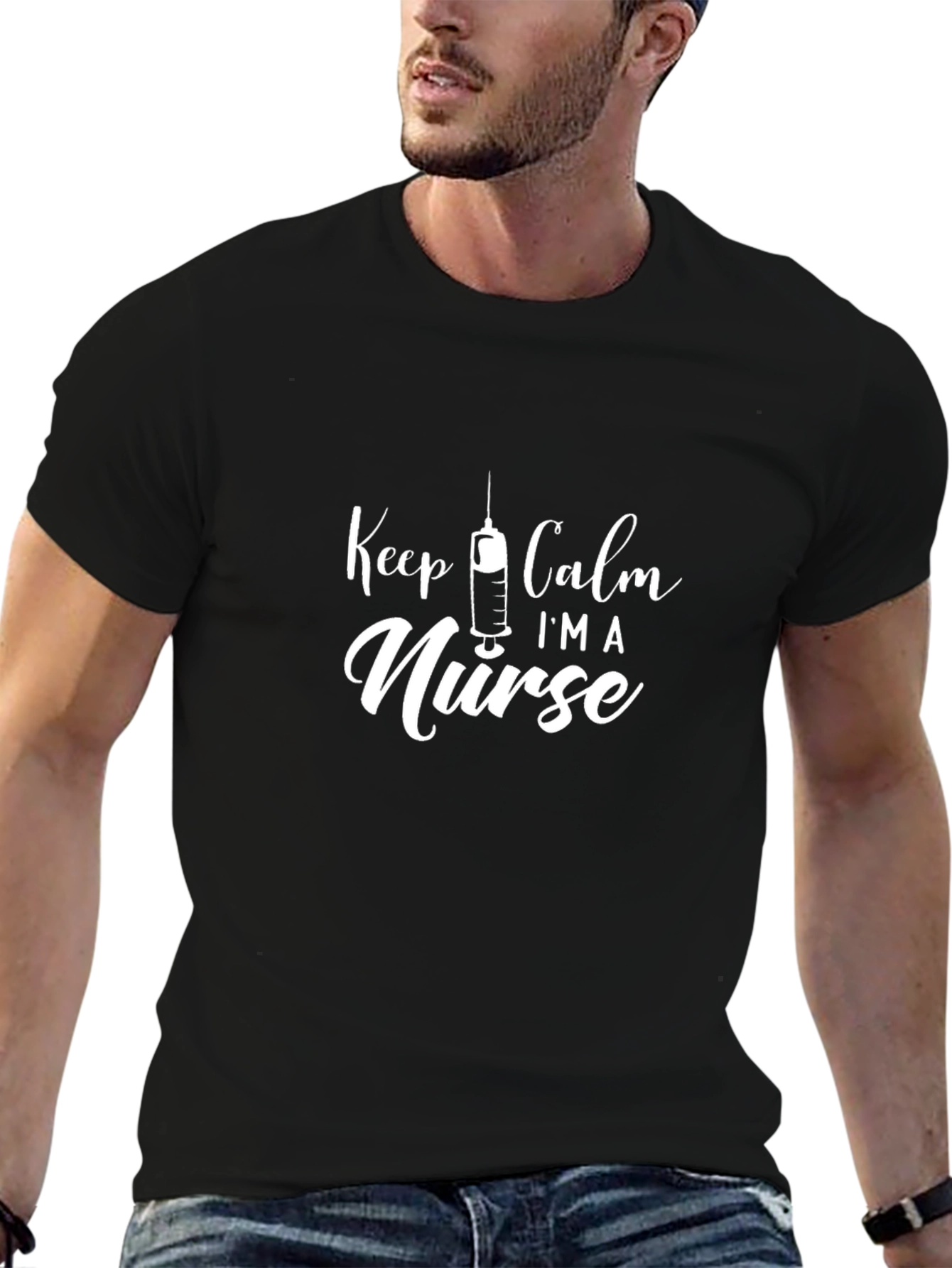 Camiseta Negra Keep Calm Im a Nurse