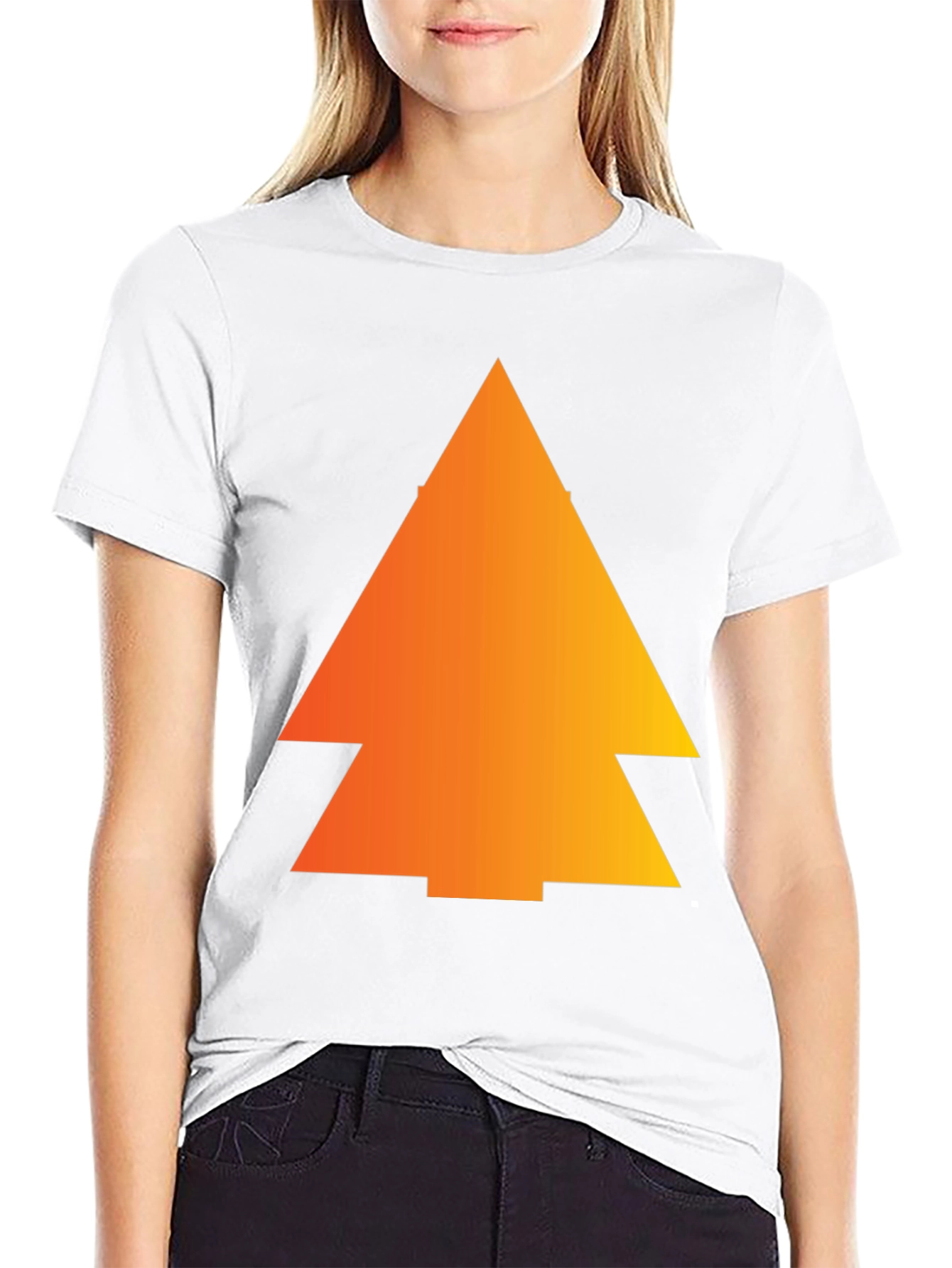 Camiseta Negra con Diseño de Árbol Naranja