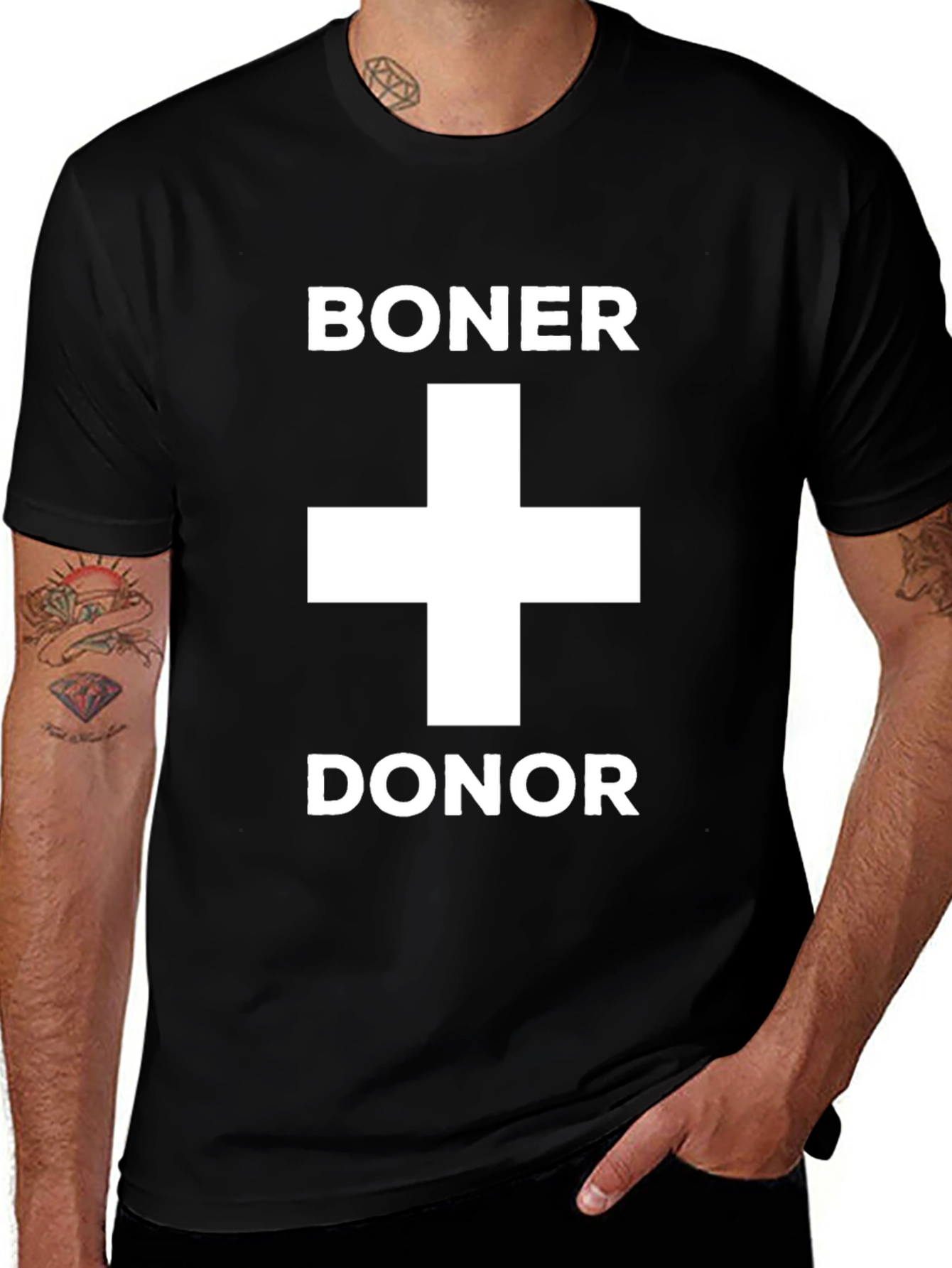 Camiseta Negra Boner Donor con Diseño Humorístico
