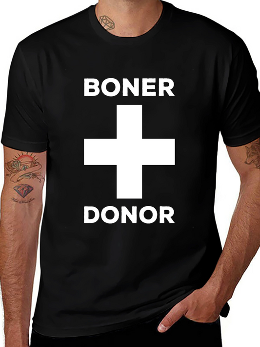 Camiseta Negra Boner Donor con Diseño Humorístico