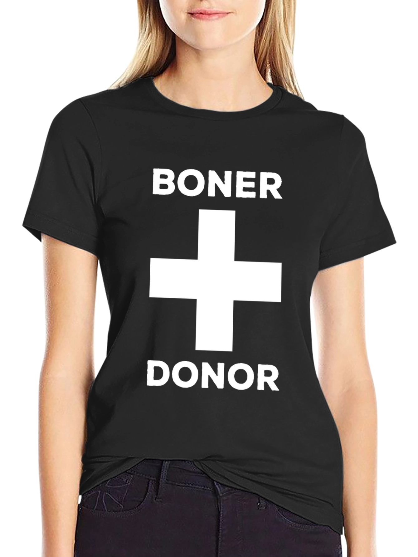 Camiseta Negra Boner Donor con Diseño Humorístico