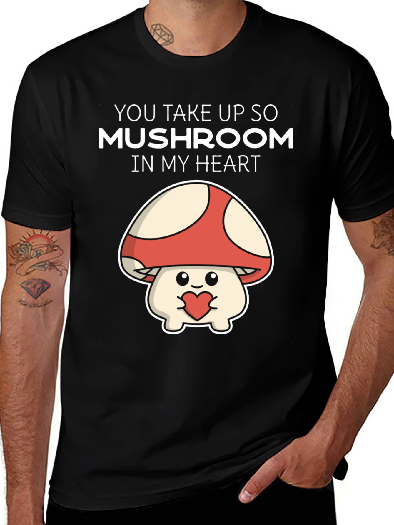 Camiseta Negra Mushroom Heart