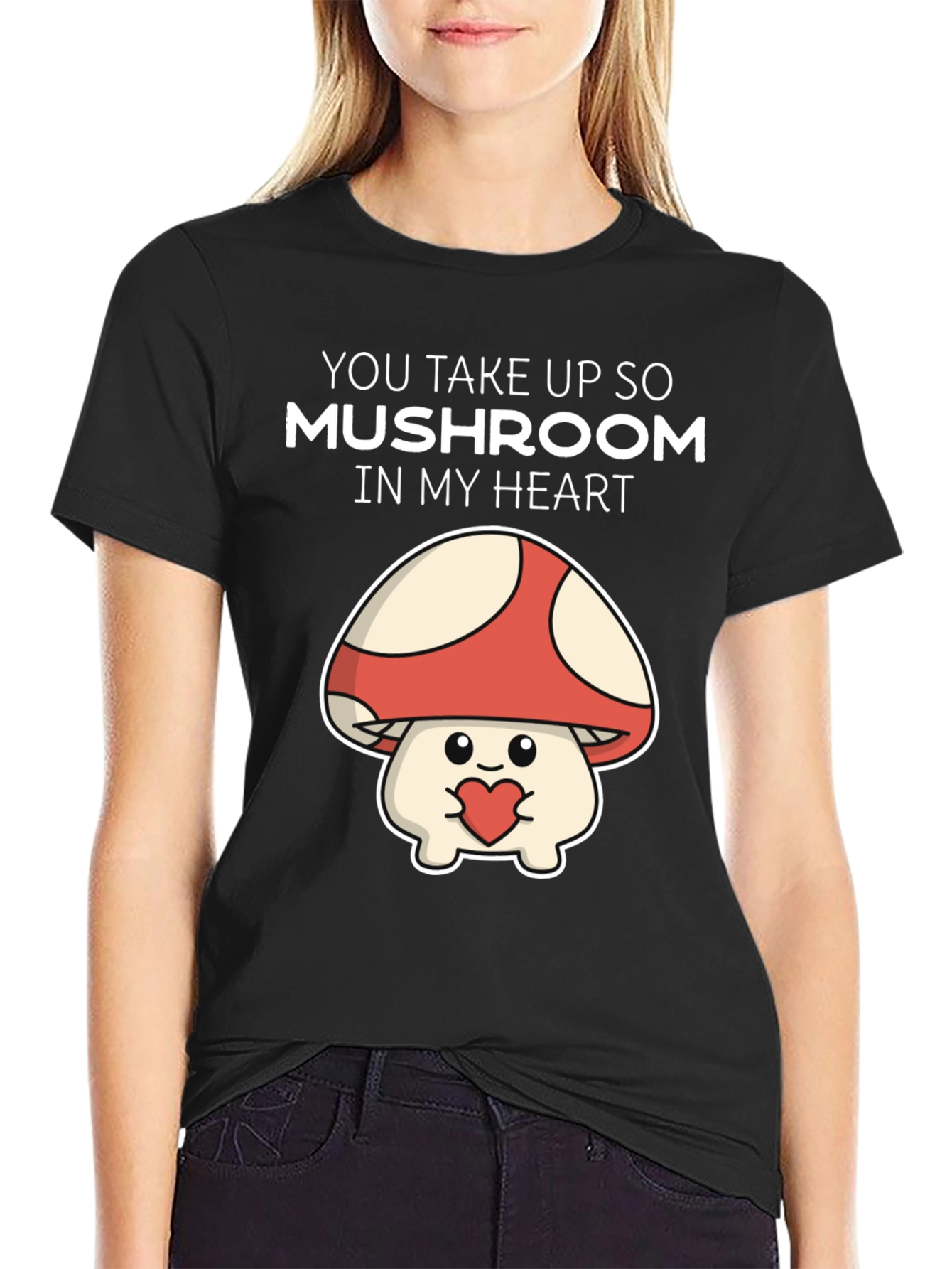 Camiseta Negra Mushroom Heart