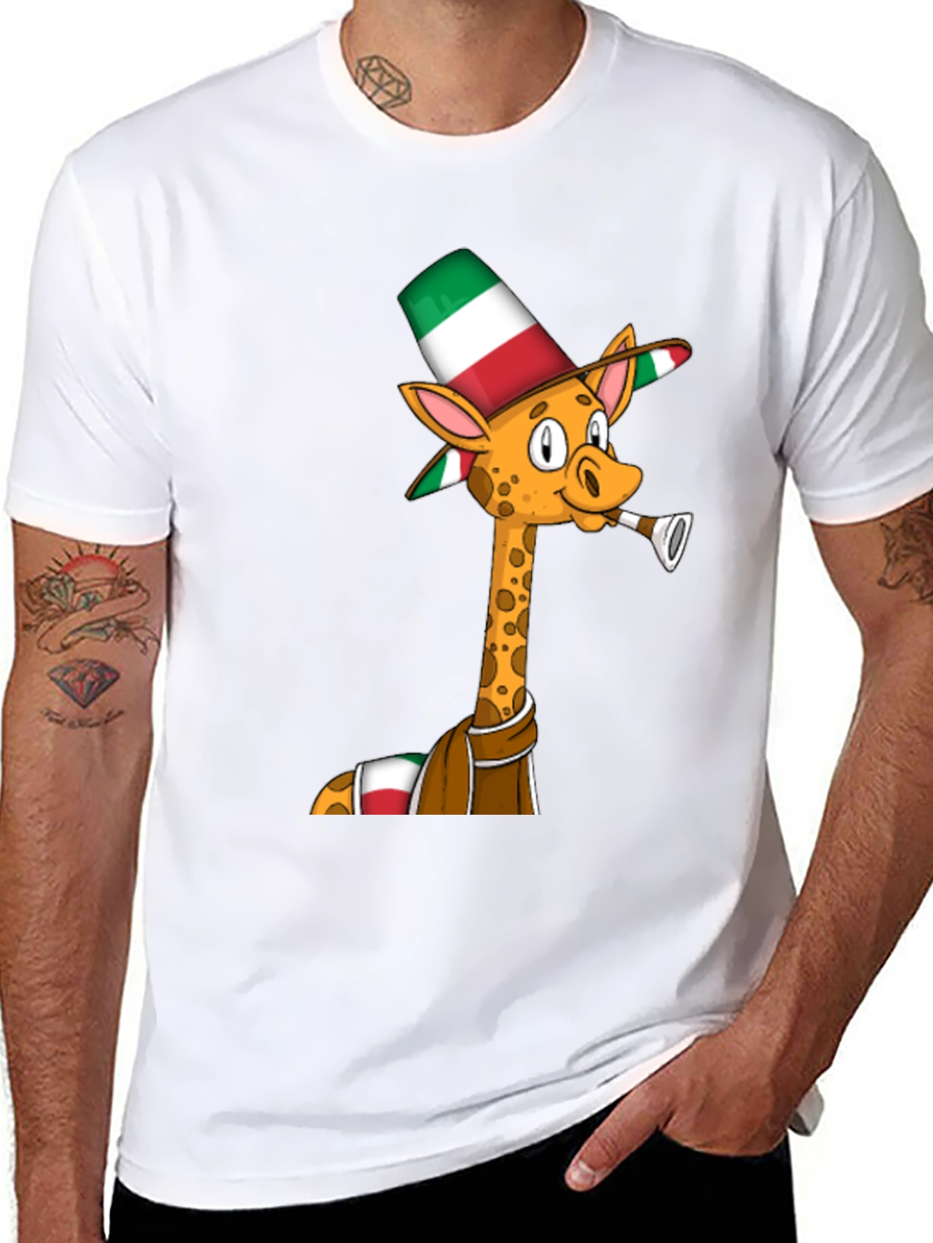 Camiseta Negra con Jirafa Italiana